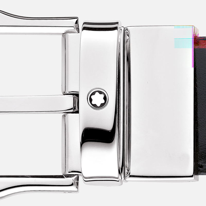 Montblanc Rectangular Cut Shiny Palladium finish Pin Buckle Belt outlook