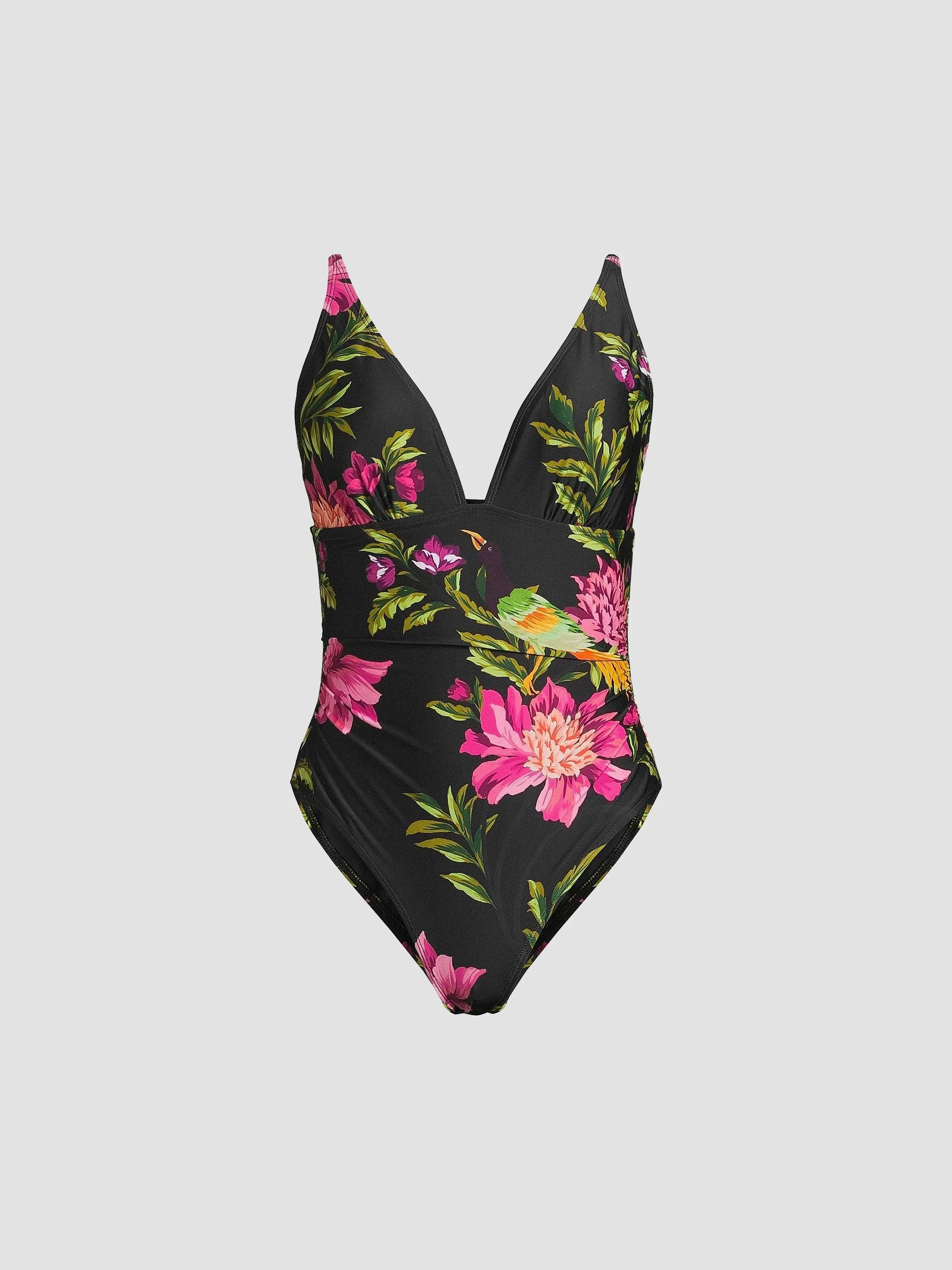 Women's Cornelia Floral One-Piece Swimsuit - Black Multi - 1