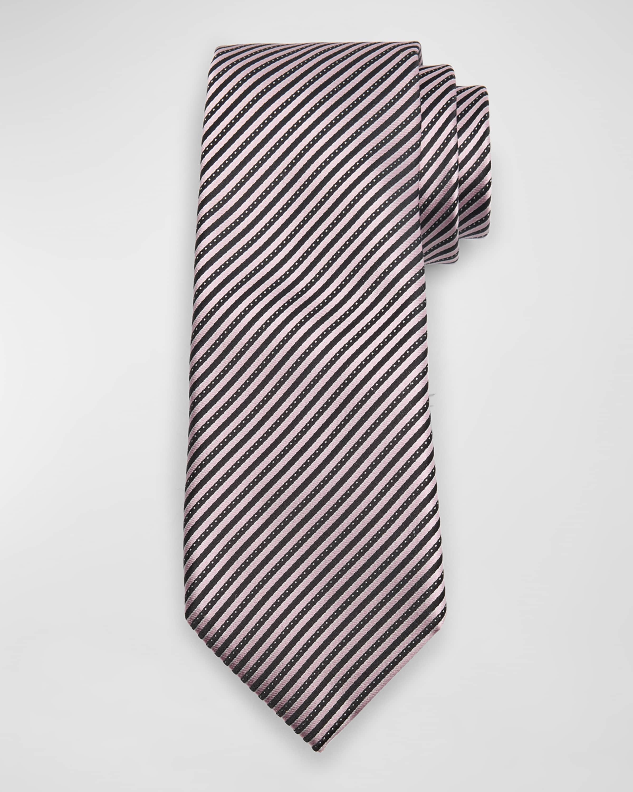 Men's 100 Fili Mulberry Silk Stripe Tie - 1