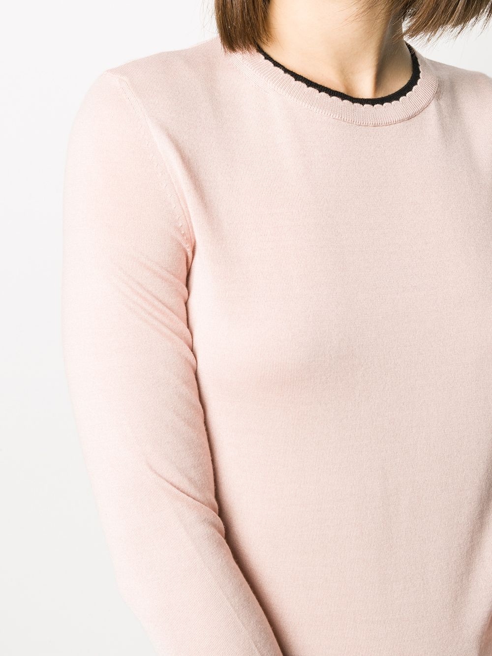 contrasting collar crew neck jumper - 5