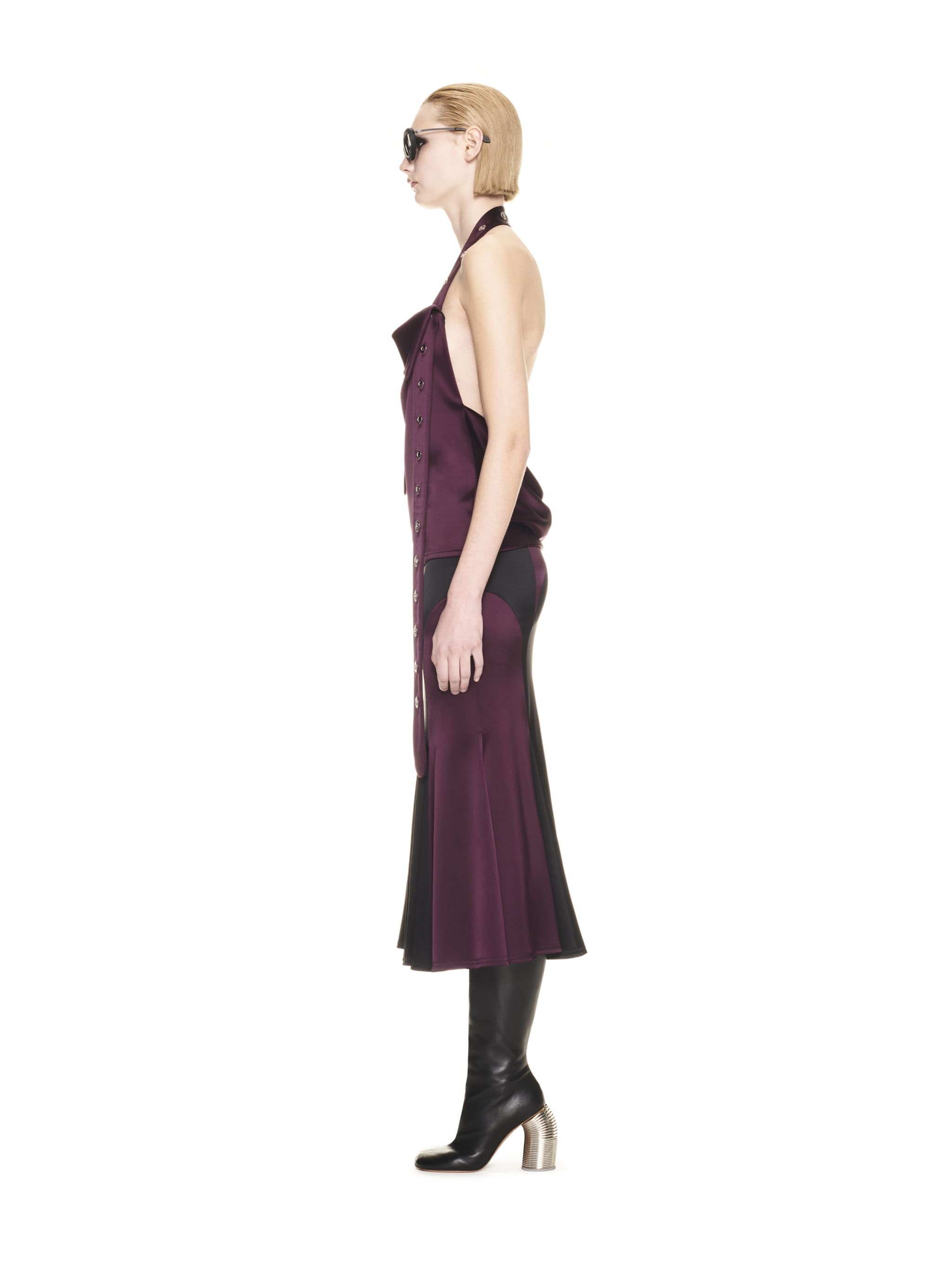 Satin Open Back Belt Top Burgundy No Co - 3