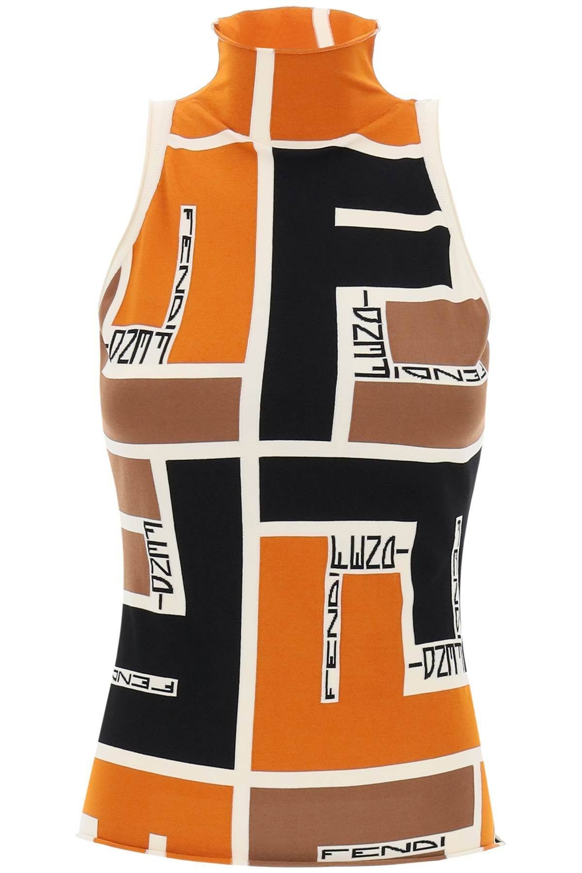 Tシャツ・カットソー FENDI JAPANESE LYCRA TOP WITH FF PUZZLE PATTERN FENDI LYCRA® TOP WITH FF PUZZLE PATTERN | residenza725