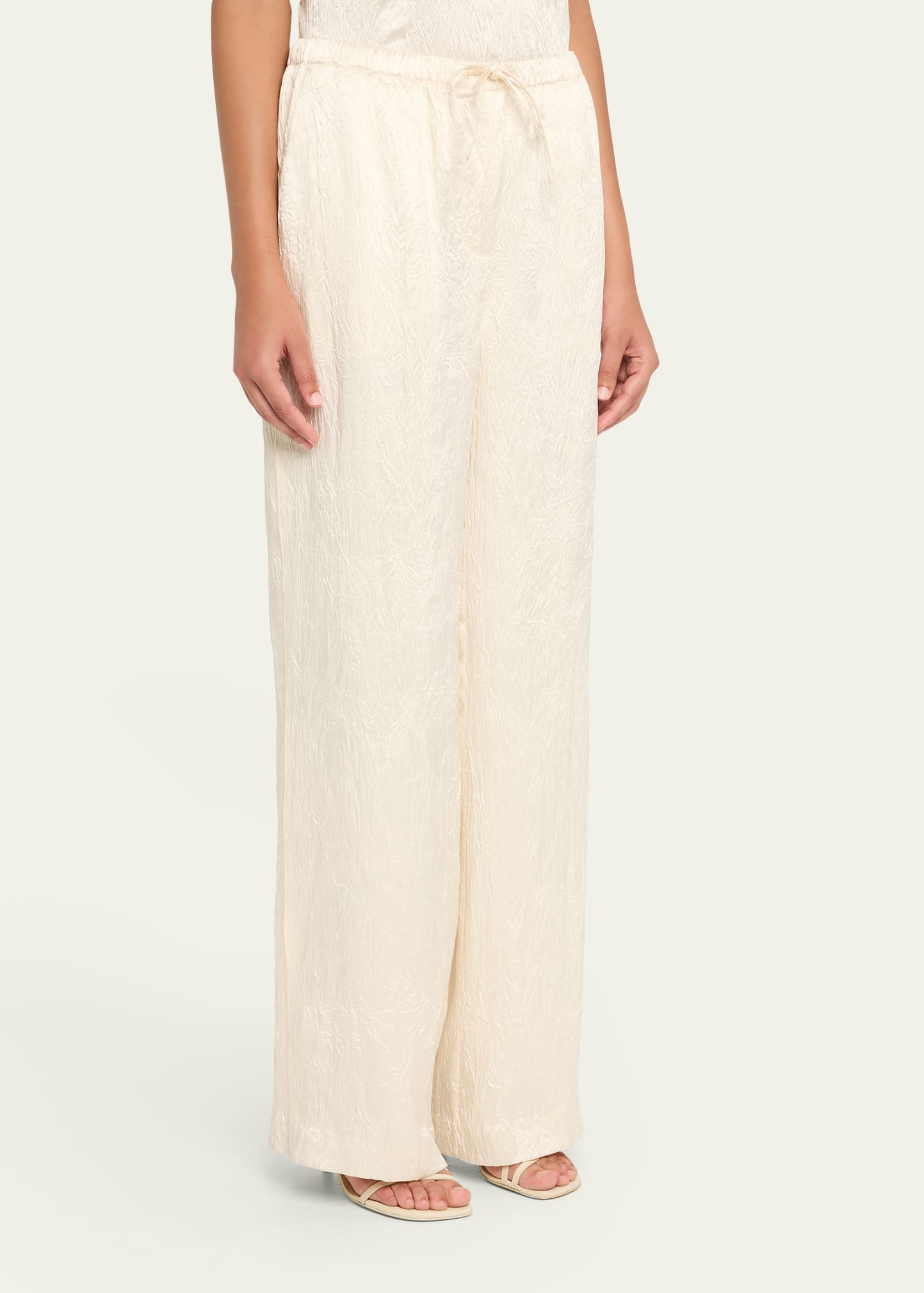 Elliat Crinkled Satin Drawstring Pants - 4