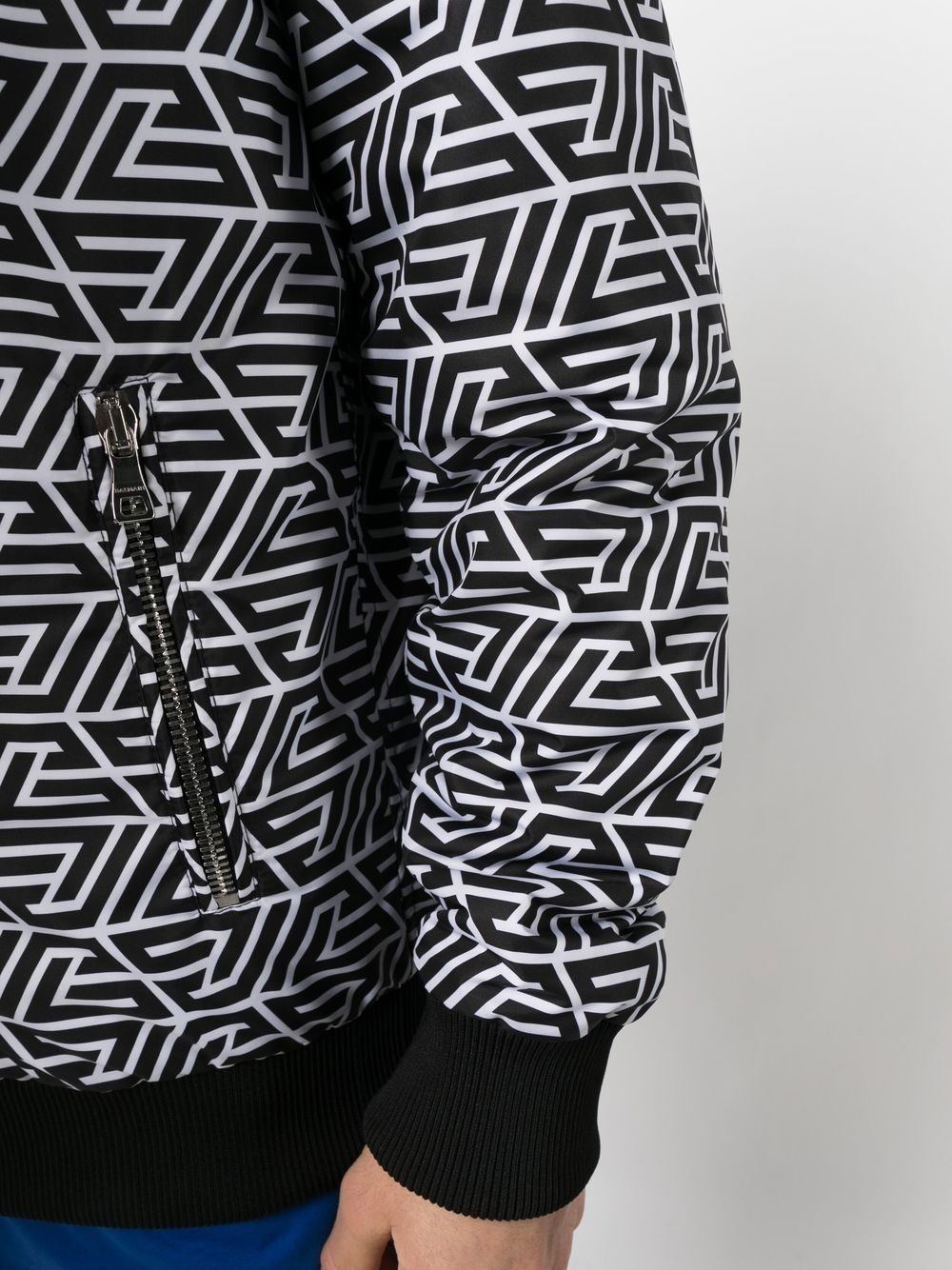 reversible monogram-print hooded jacket - 5
