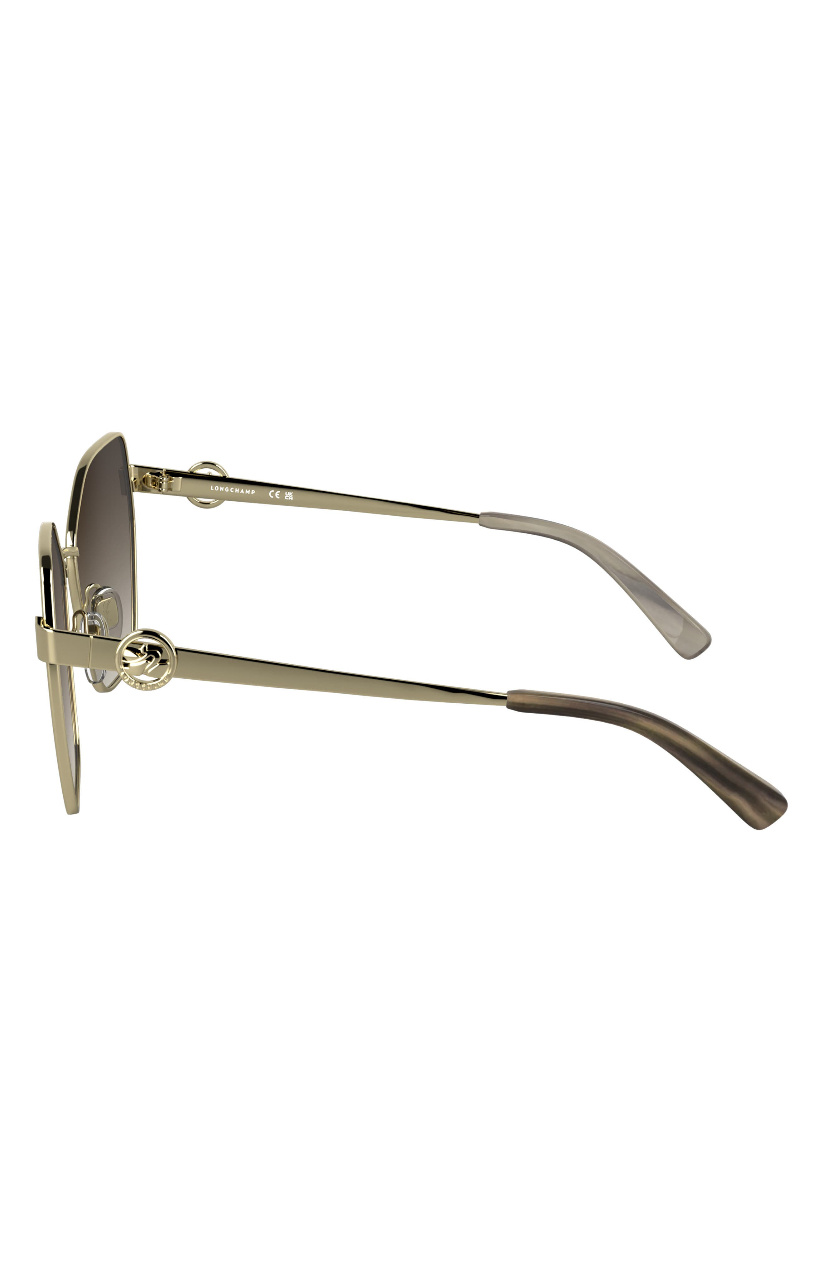 Longchamp 58mm Gradient Square Sunglasses in Gold/Gradient Brown at Nordstrom - 3