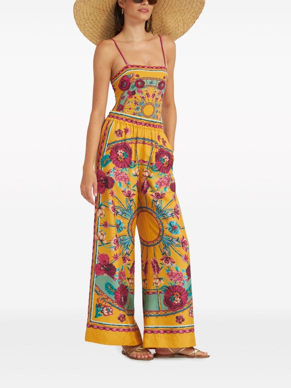 graphic-print silk palazzo pants - 2