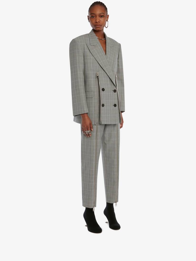 Boxy Double-breasted Jacket in Black/ivory - 3