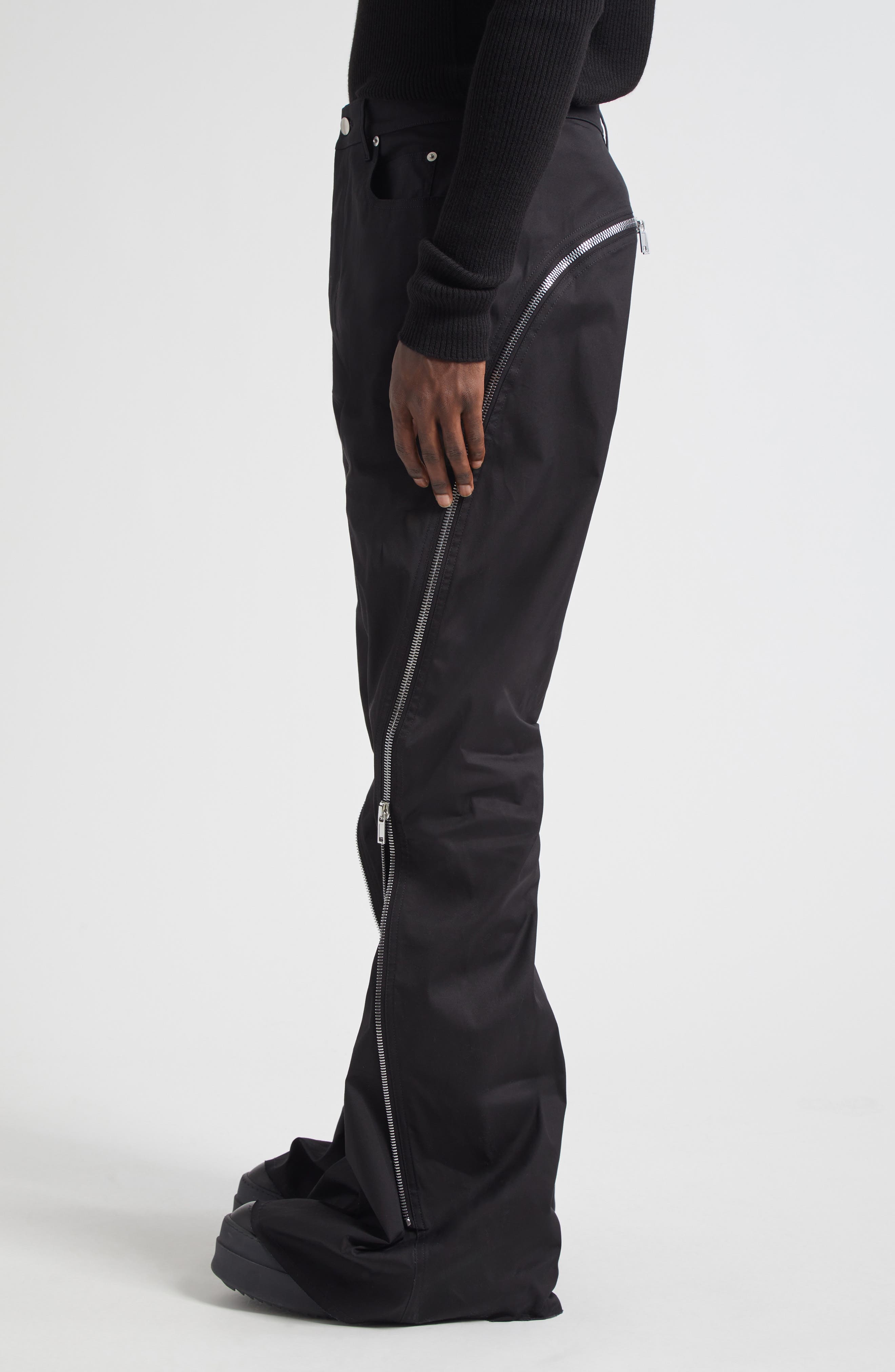Rick Owens Bolan Banana Zip Raw Hem Jeans in Black at Nordstrom - 5