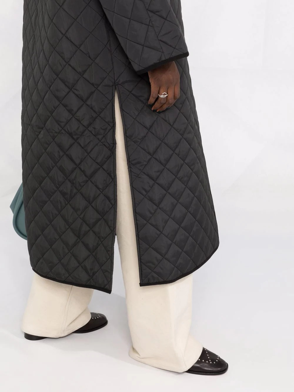 oversize quilted wrap coat - 3