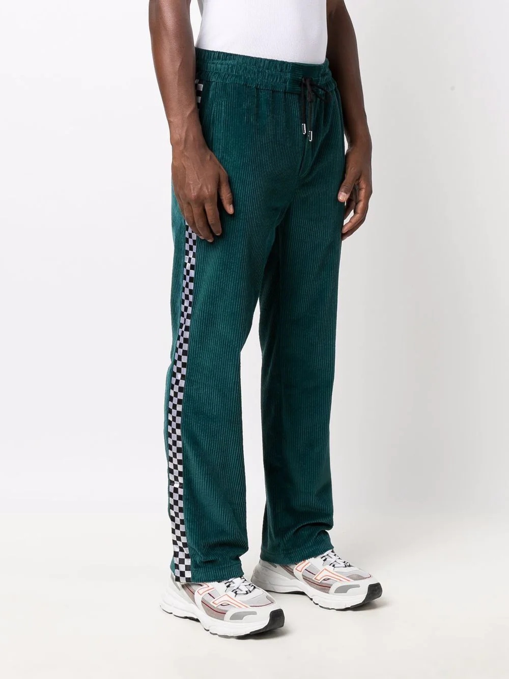 checked-stripe corduroy trousers - 3