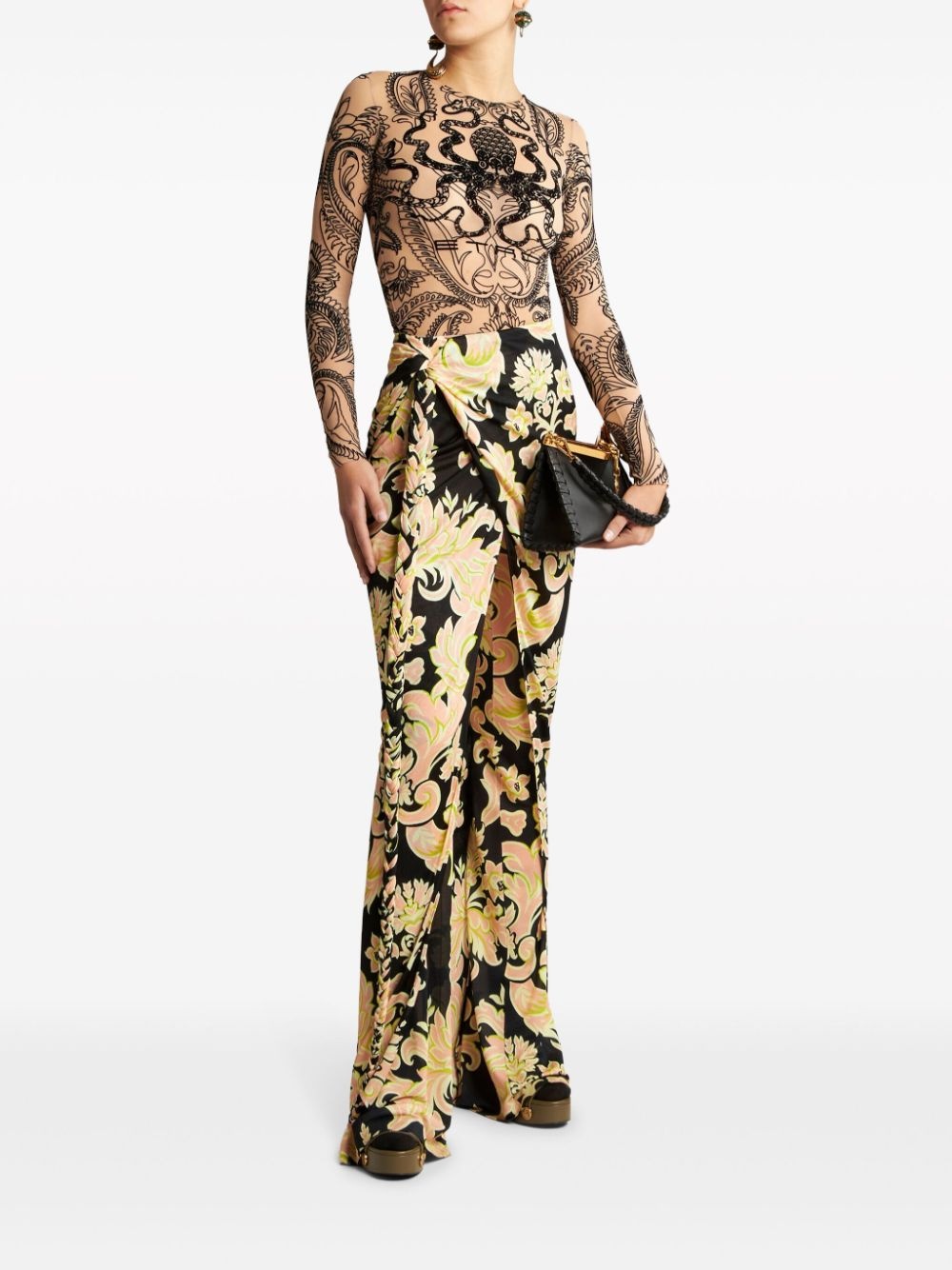floral-print high-waisted trousers - 2