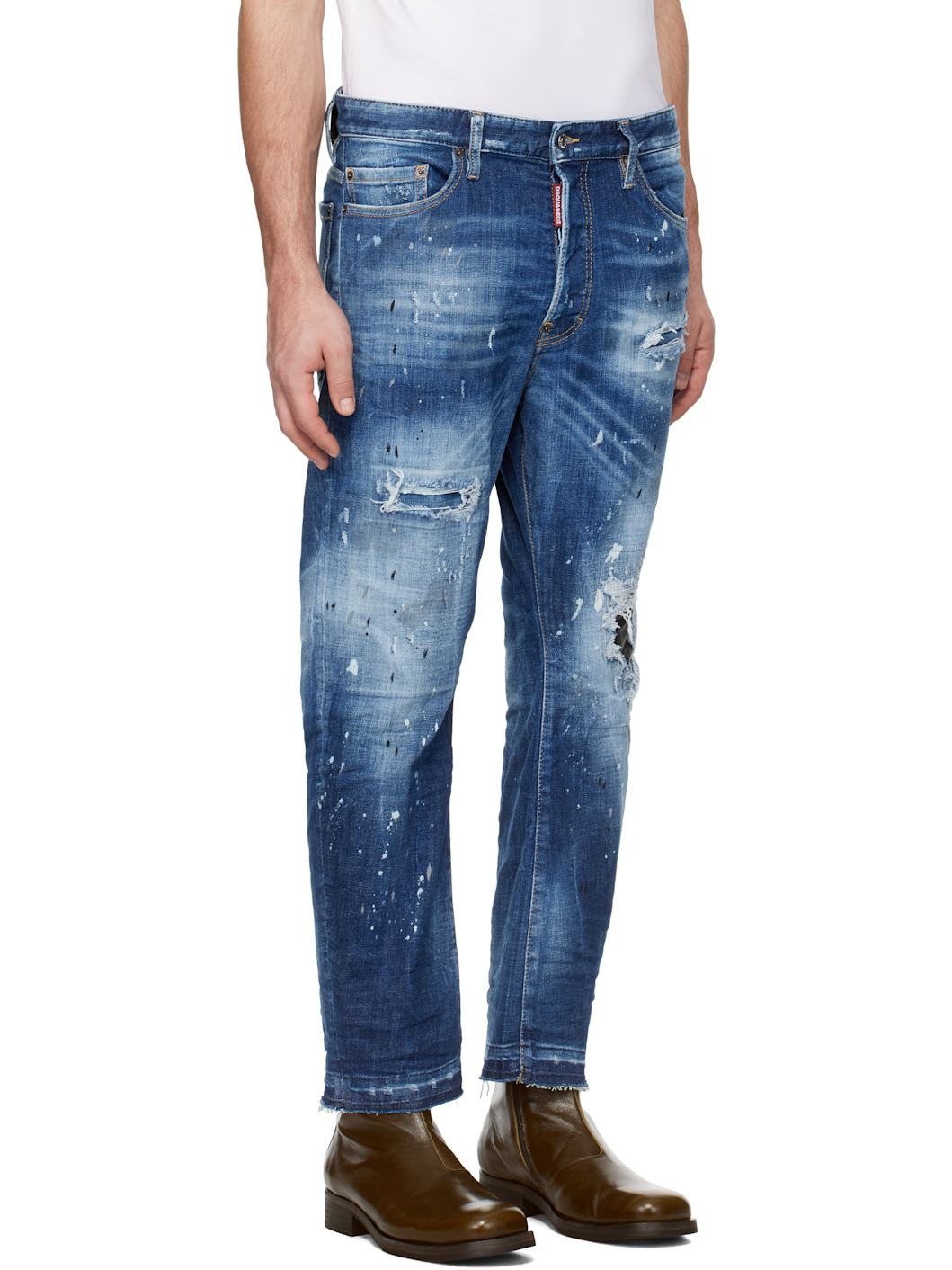 Blue Medium Ripped Wash Bro Jeans - 2