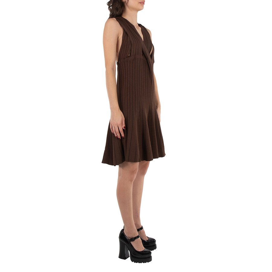 Y / Project Ladies Brown Braided Neck Knit Dress - 4