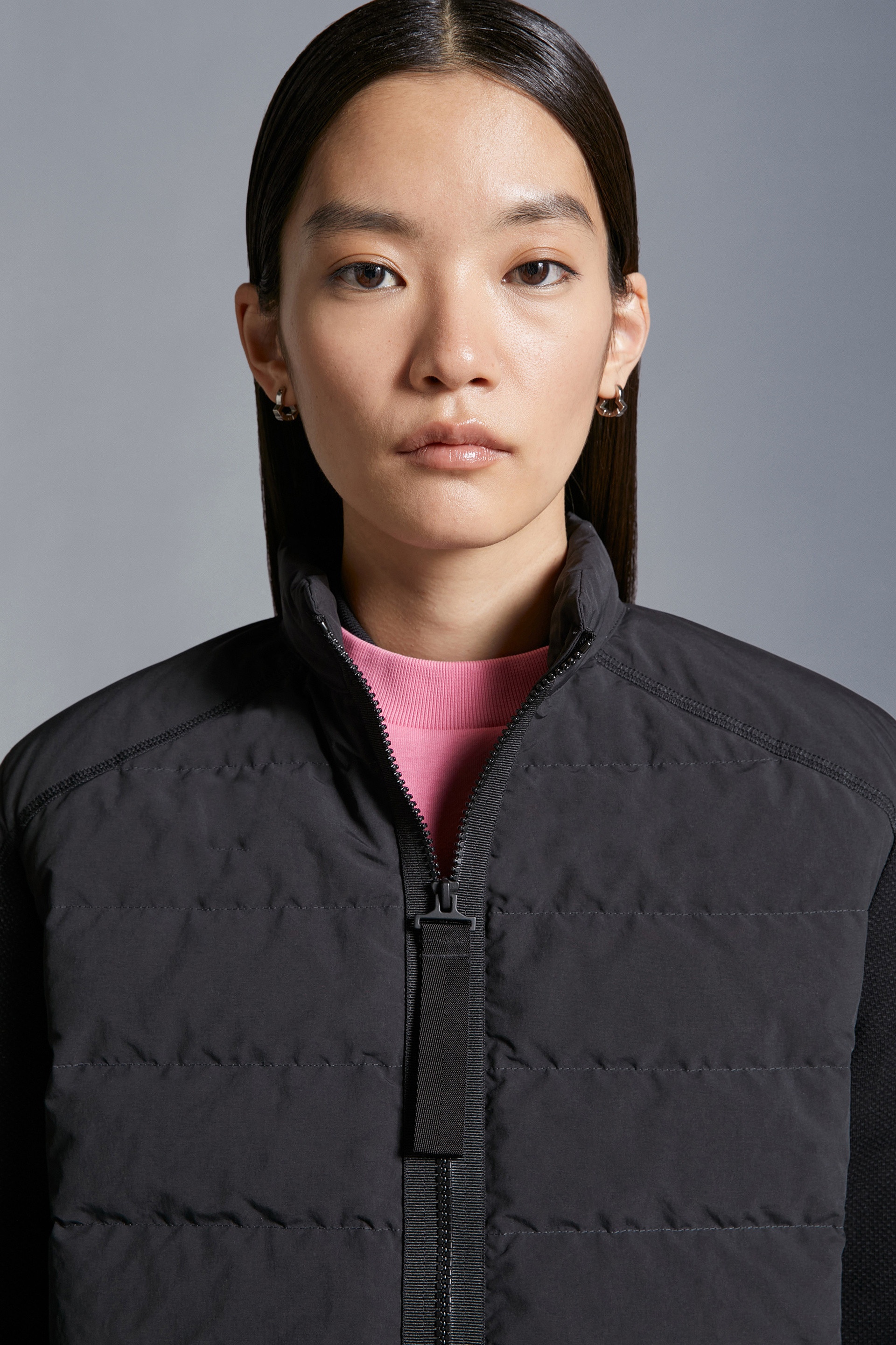 Padded Cotton Zip-Up Cardigan - 6