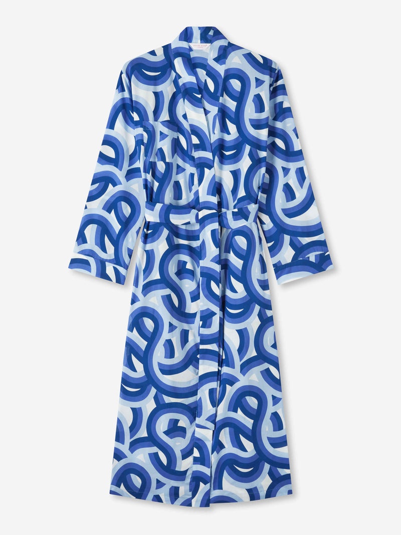 Women's Long Dressing Gown Ledbury 51 Cotton Batiste Blue - 1