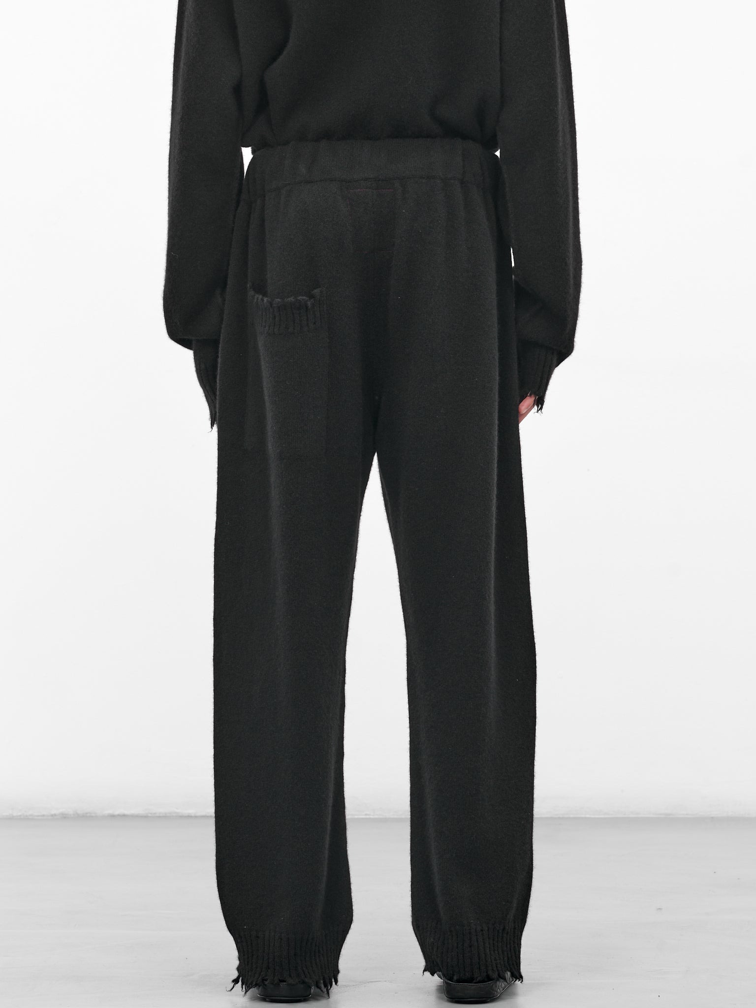 Black Cashmere Knit Trousers - 3