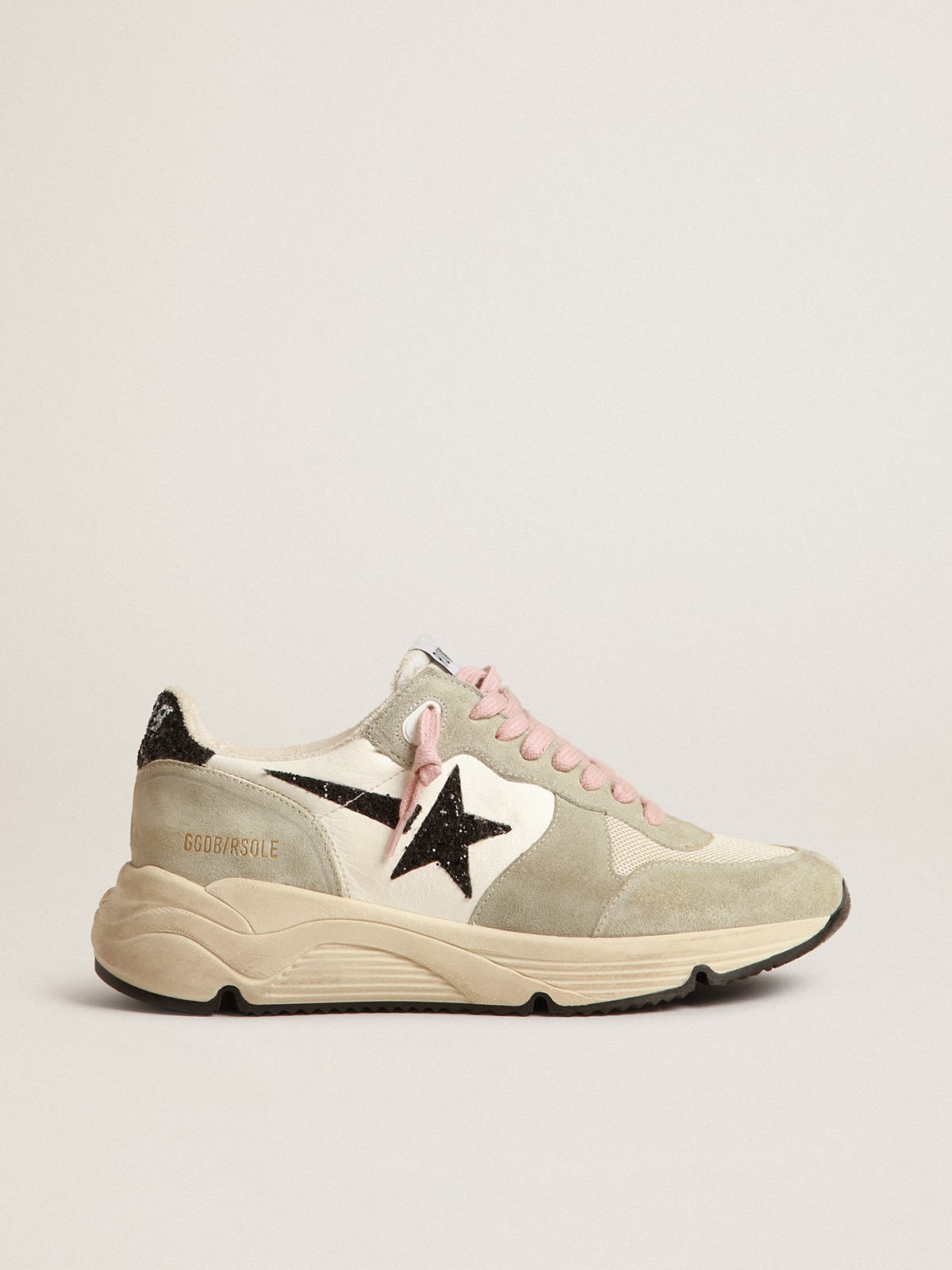 Golden Goose Running-sole Suede Sneakers In Antique Pink Whit