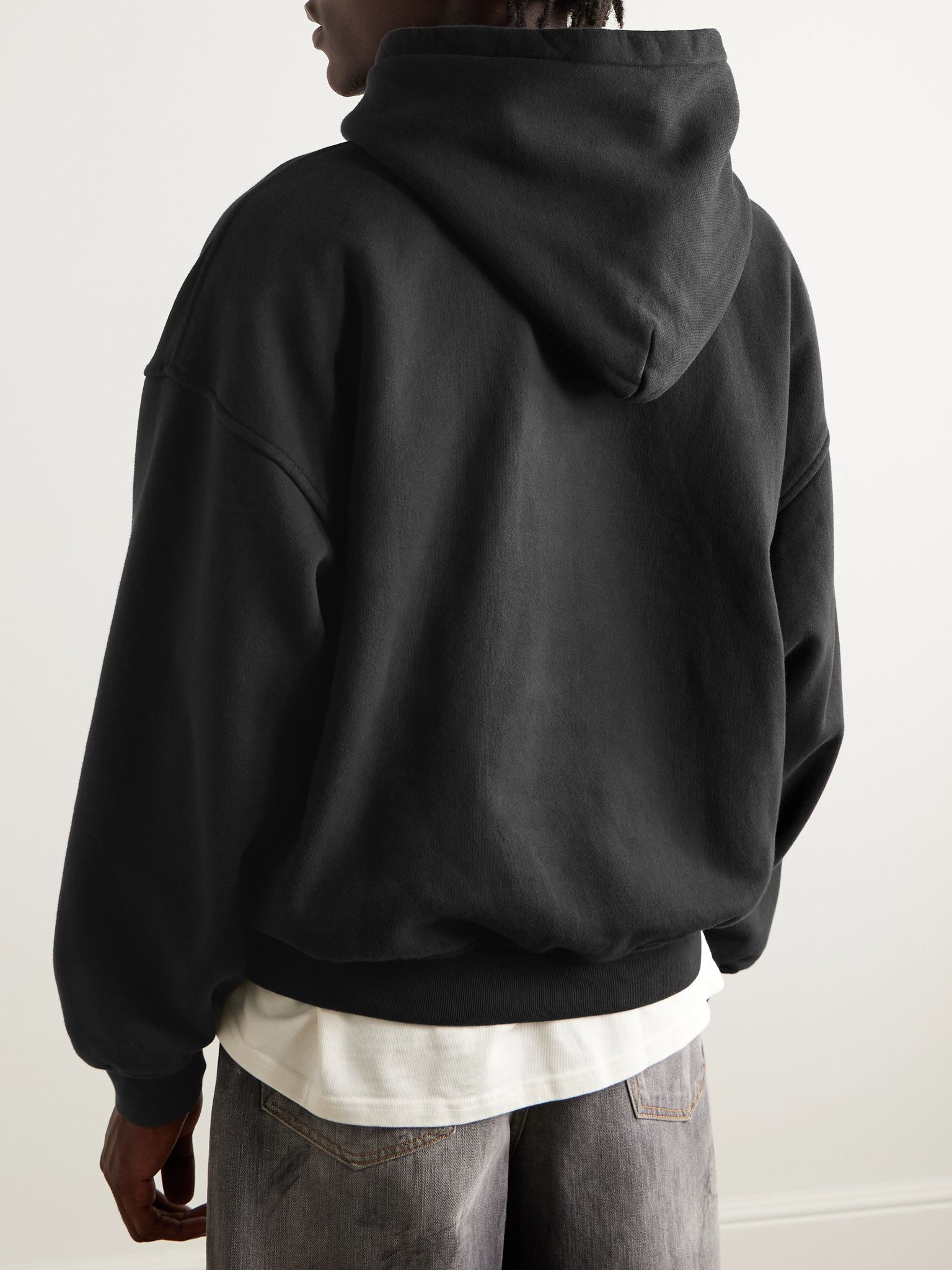 Logo-Print Cotton-Jersey Hoodie Black - 3