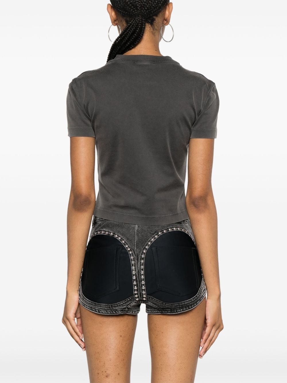 hoop detailing cropped T-shirt - 4