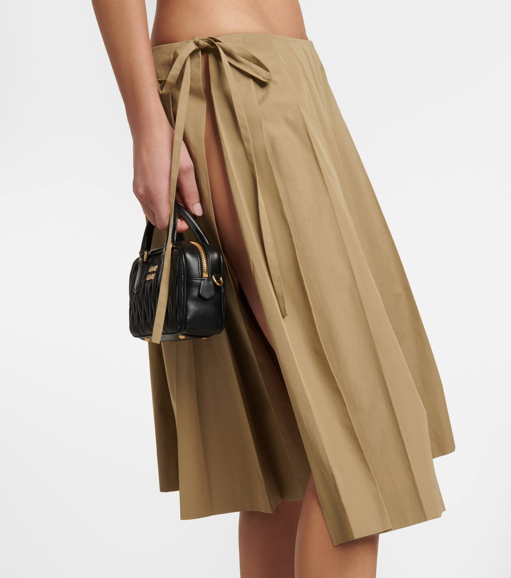 Embroidered pleated cotton midi skirt - 4
