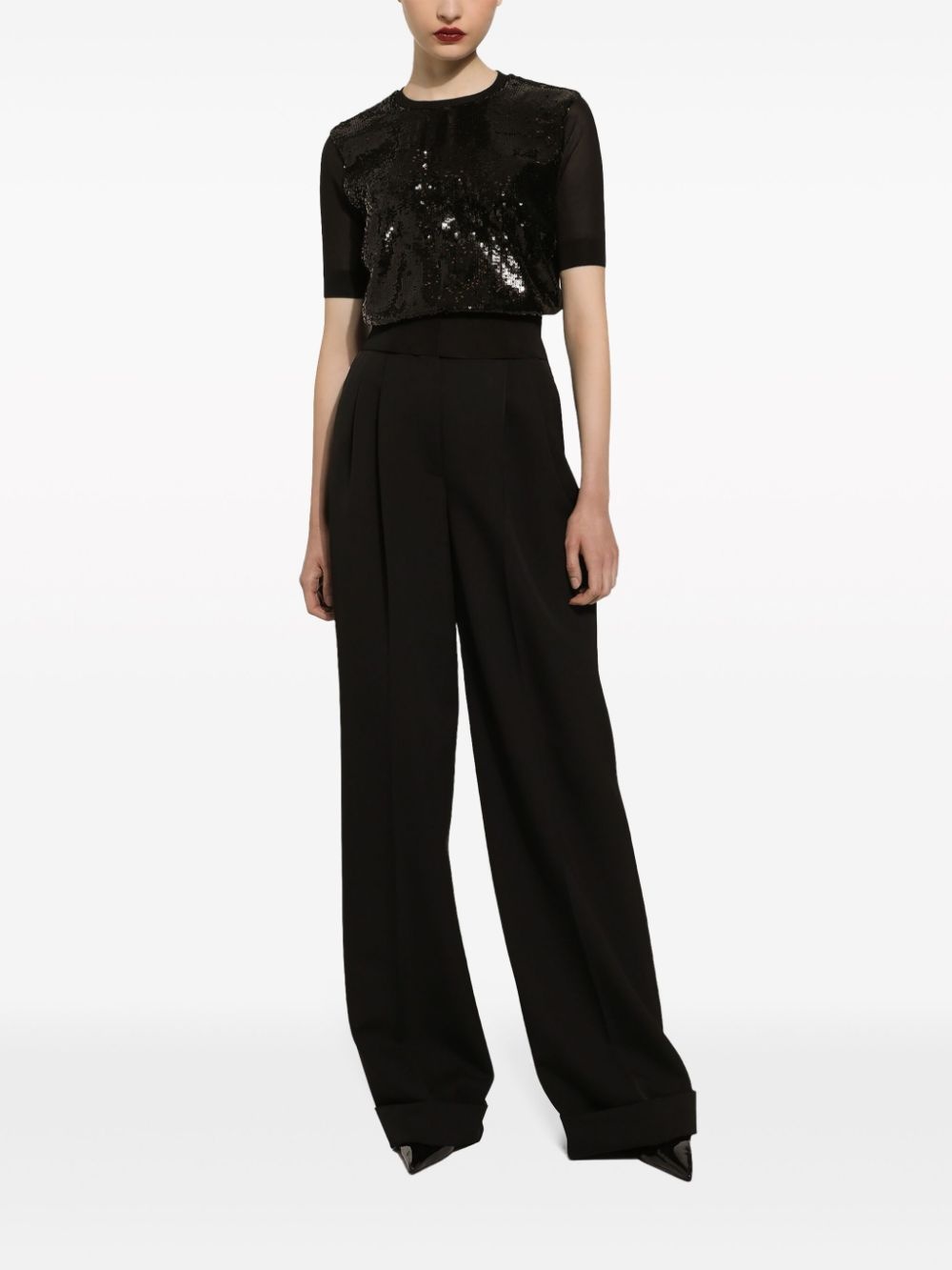 pleated wide-leg trousers - 3