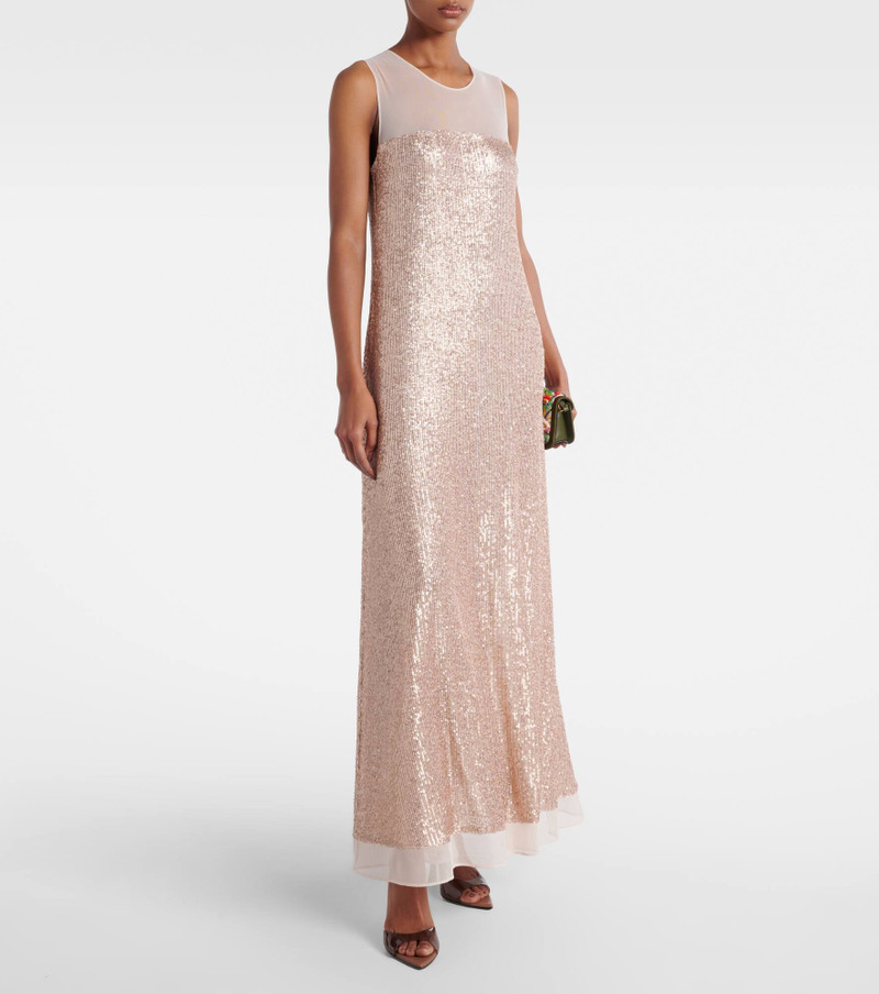 NORMA KAMALI Floral-appliqué sequined gown outlook