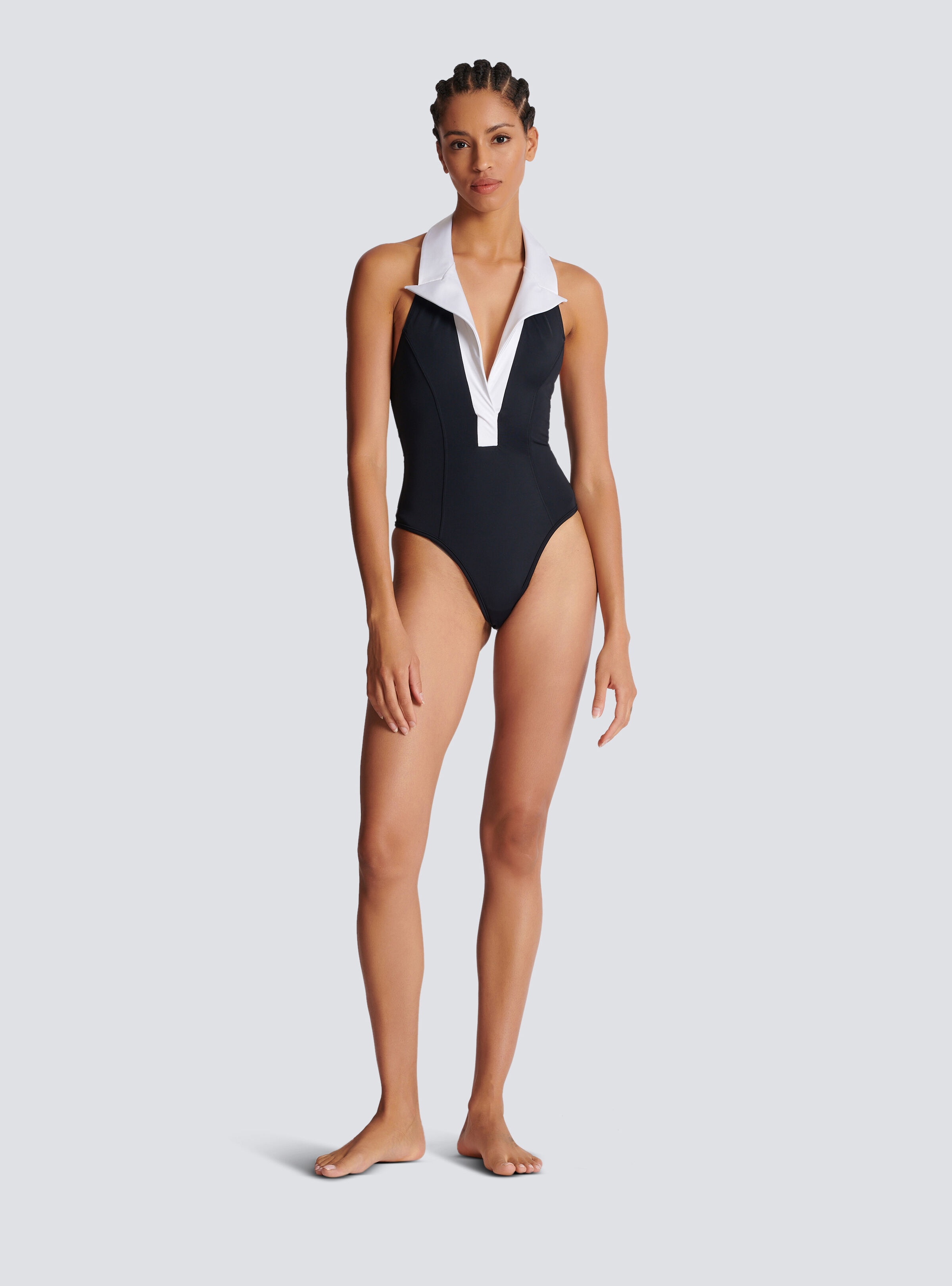 One-piece swimsuit with contrasting collar - 2