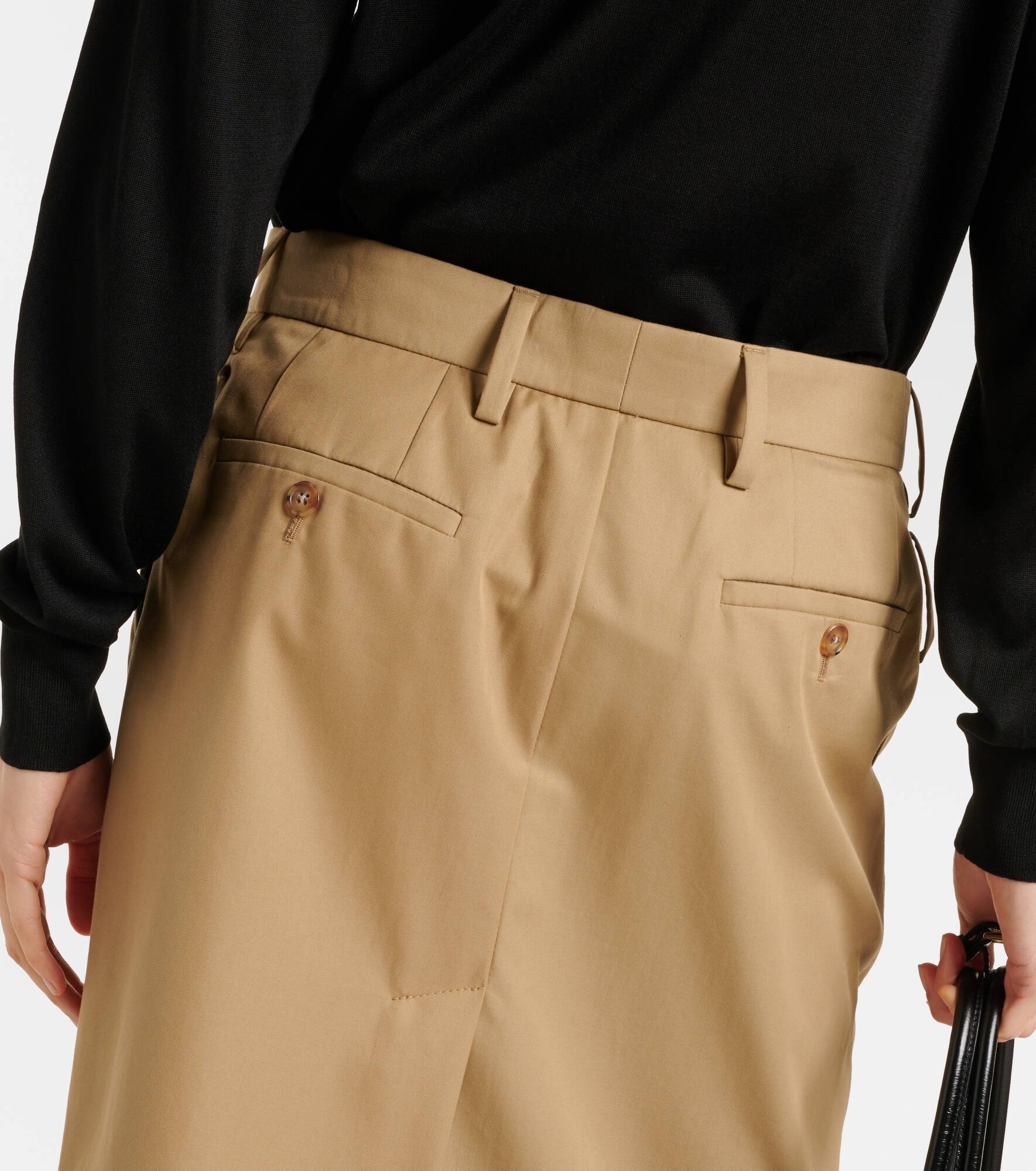Belted cotton twill pencil skirt - 7