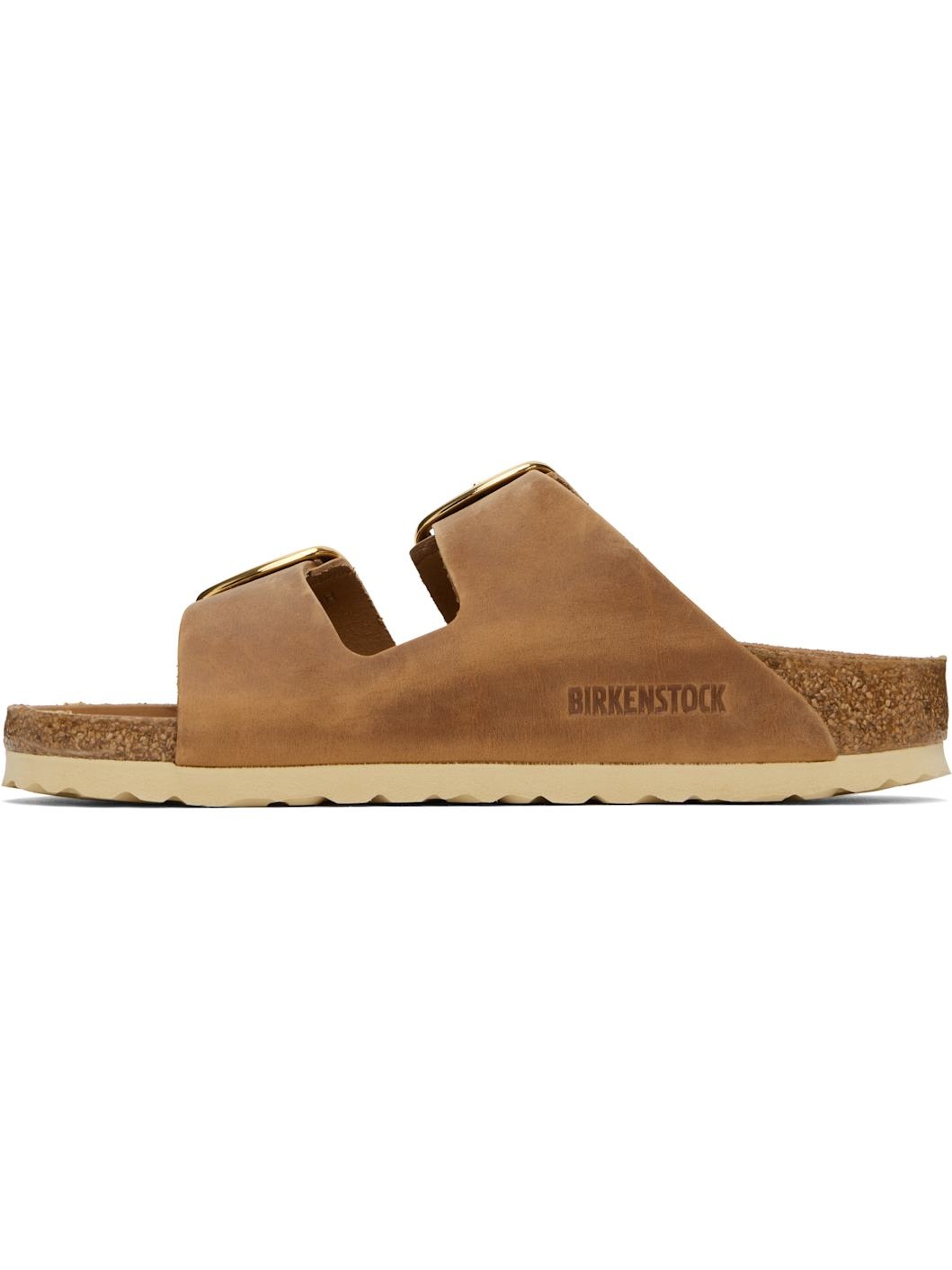 Brown Narrow Arizona Big Buckle Sandals - 3
