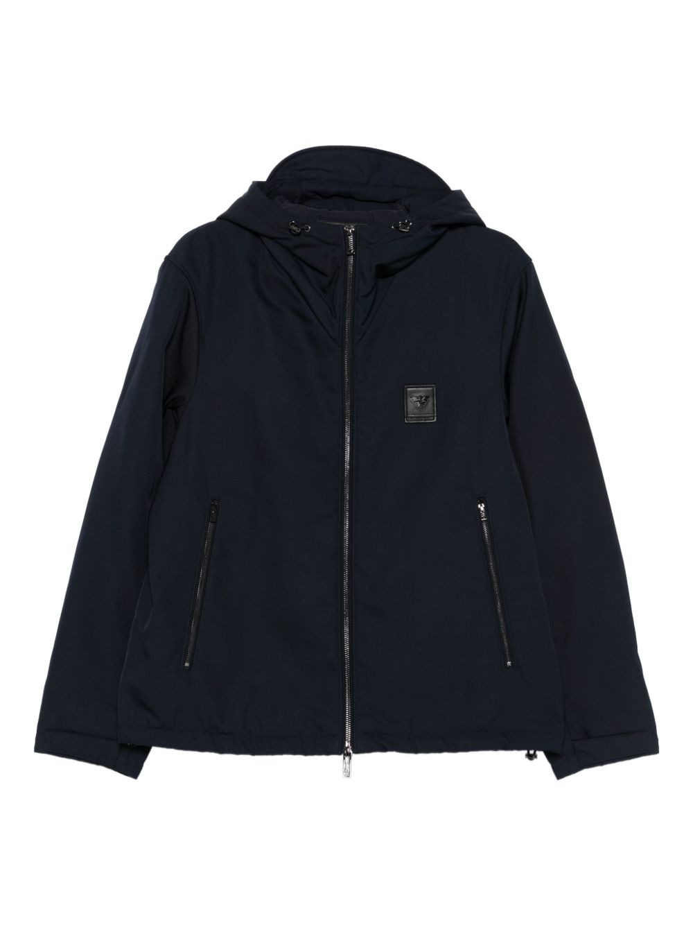 hooded logo-patch jacket - 1