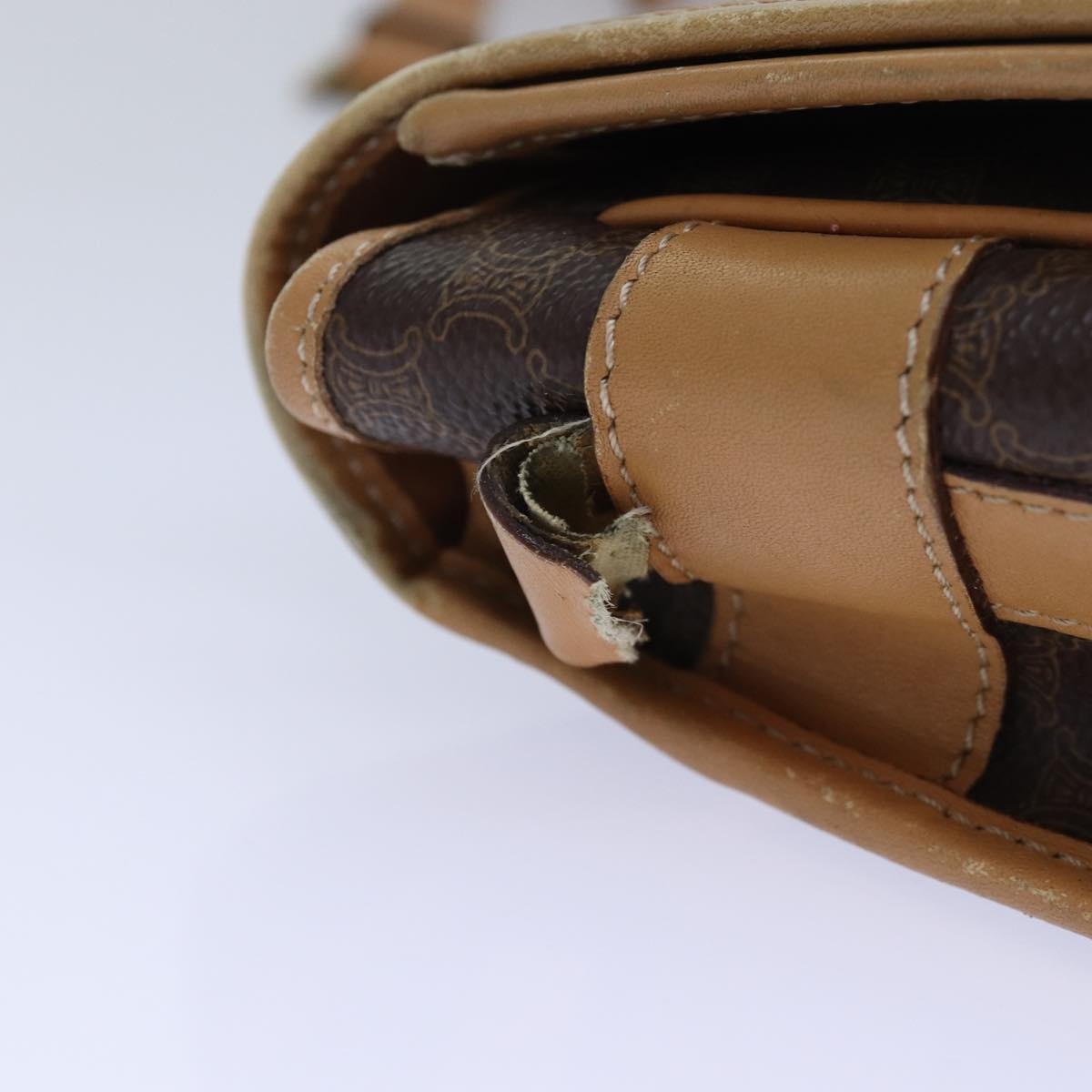 CELINE Macadam Canvas Shoulder Bag Pvc Leather Brown Gold - 8