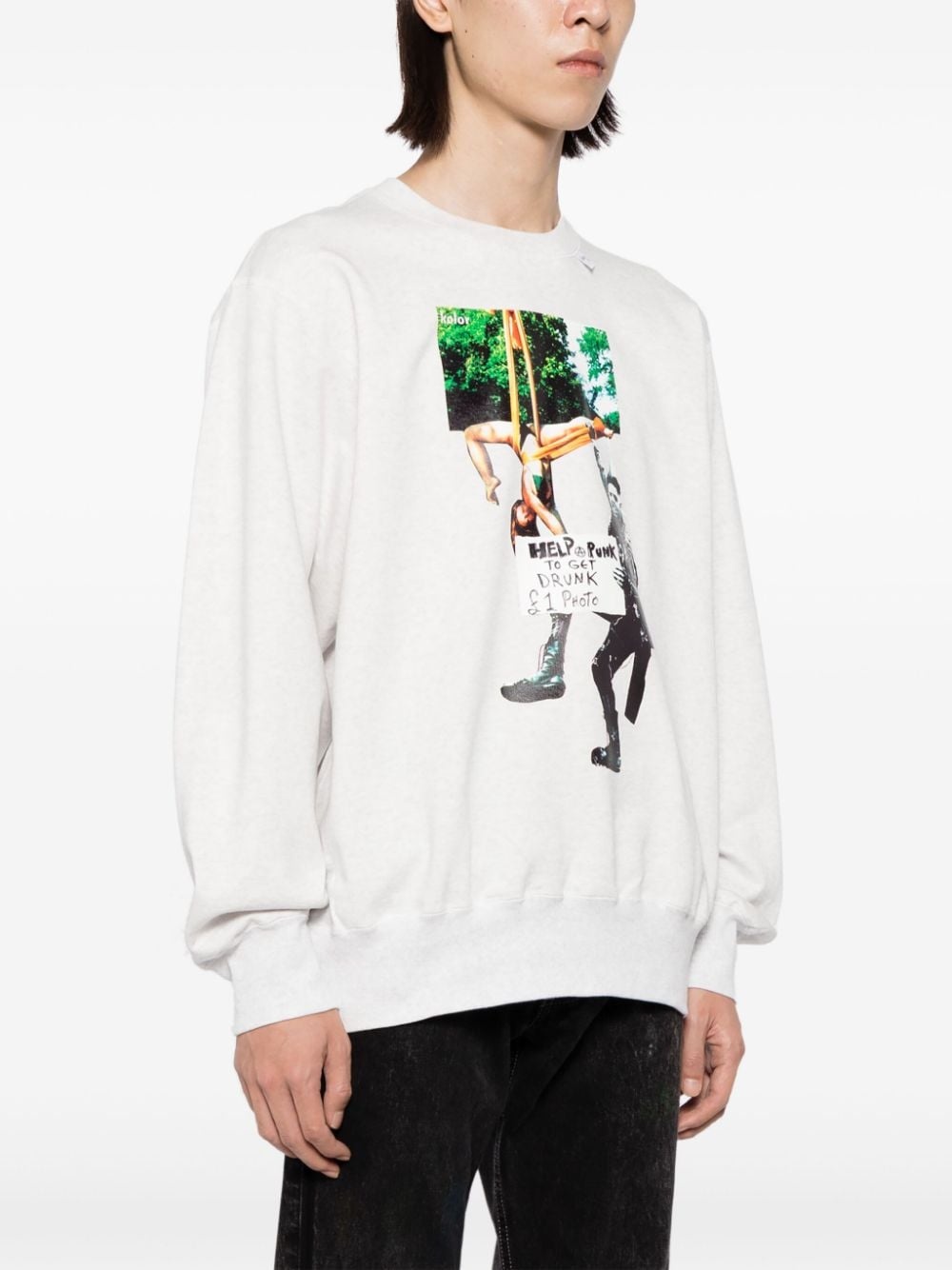 logo print cotton sweatshirt - 3
