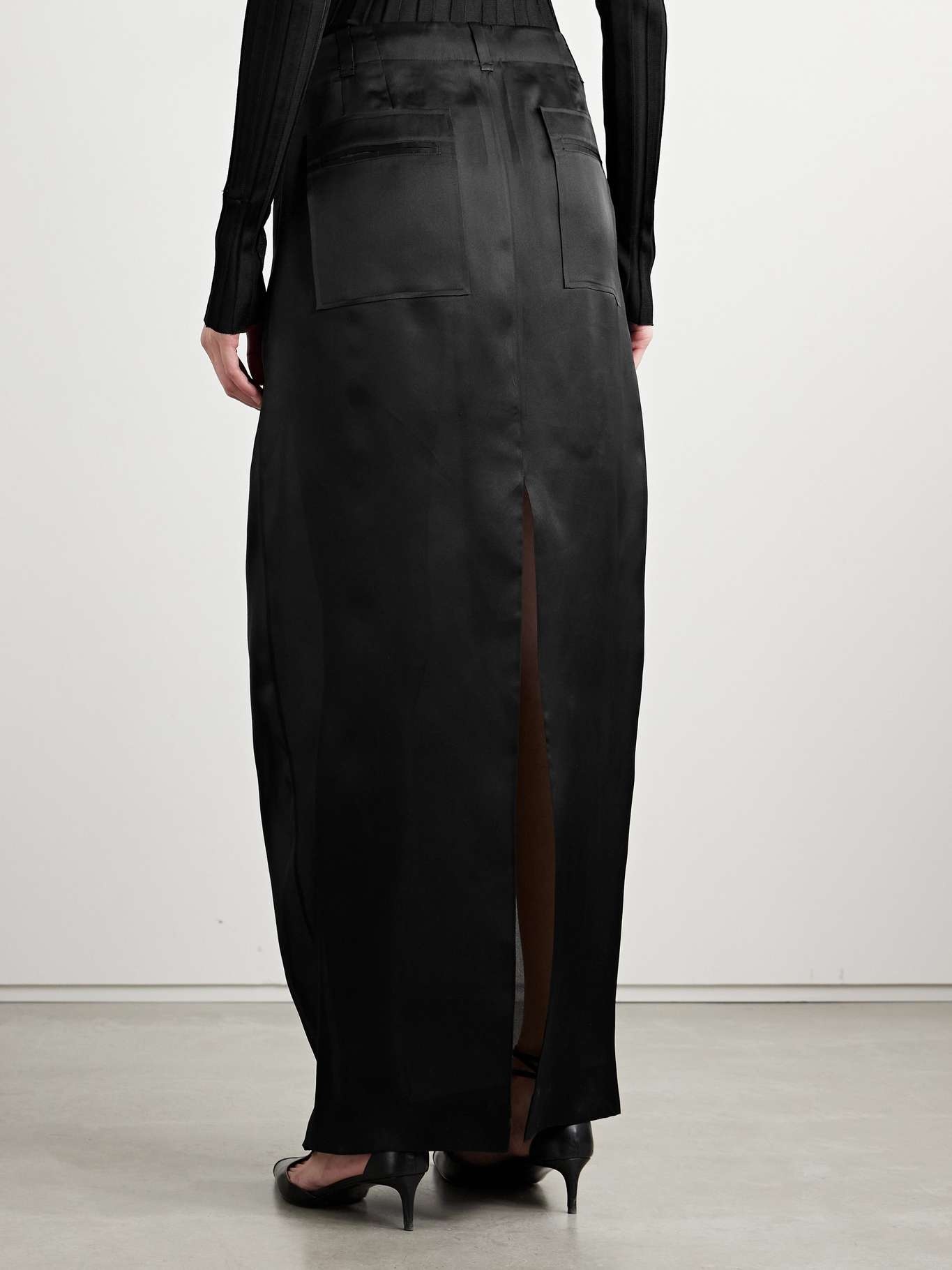 Lucian pleated silk-organza maxi skirt Black - 4