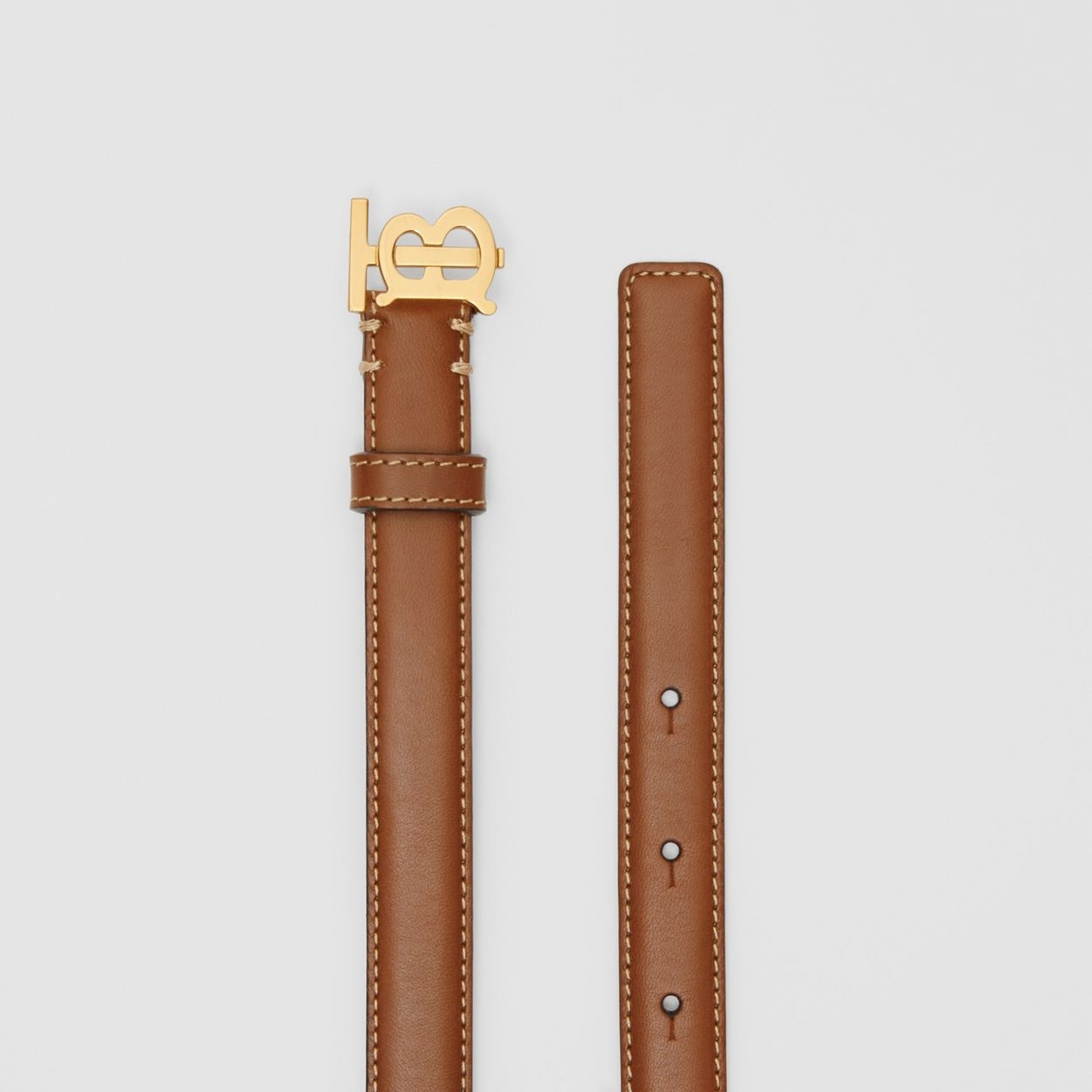 Monogram Motif Topstitched Leather Belt - 5