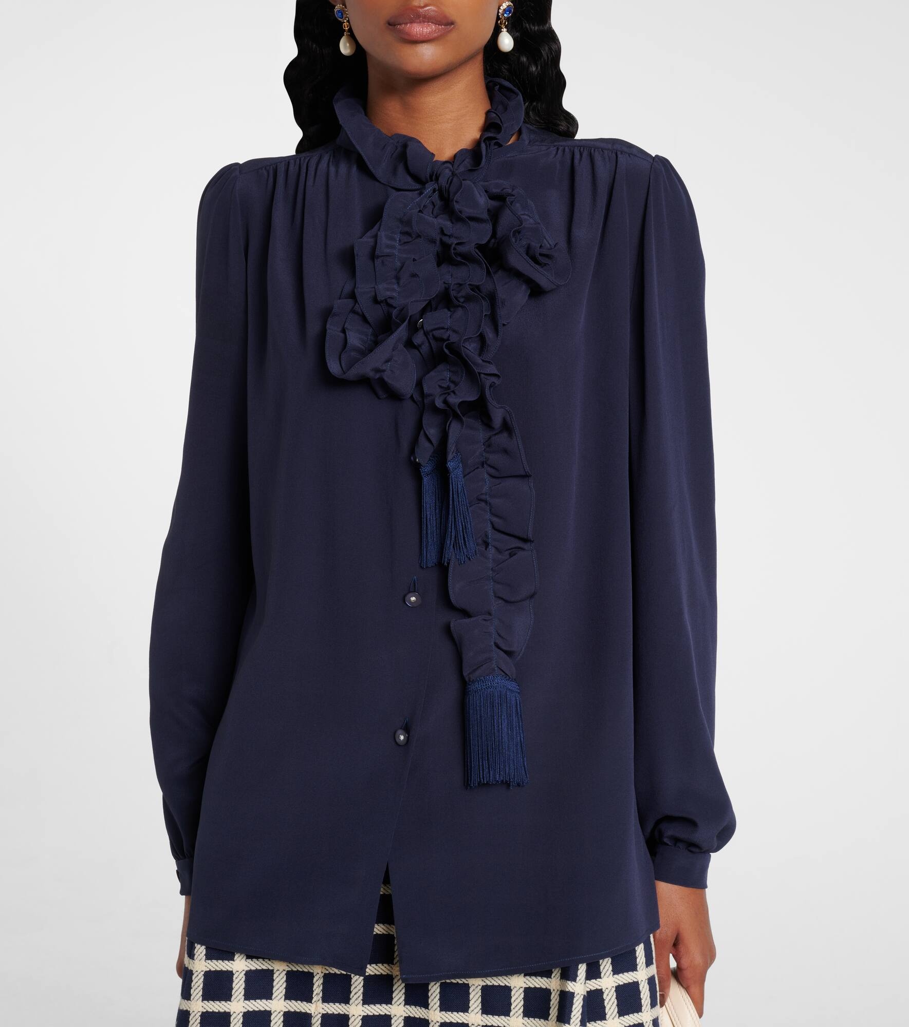 Ruffled silk crêpe de chine blouse - 6