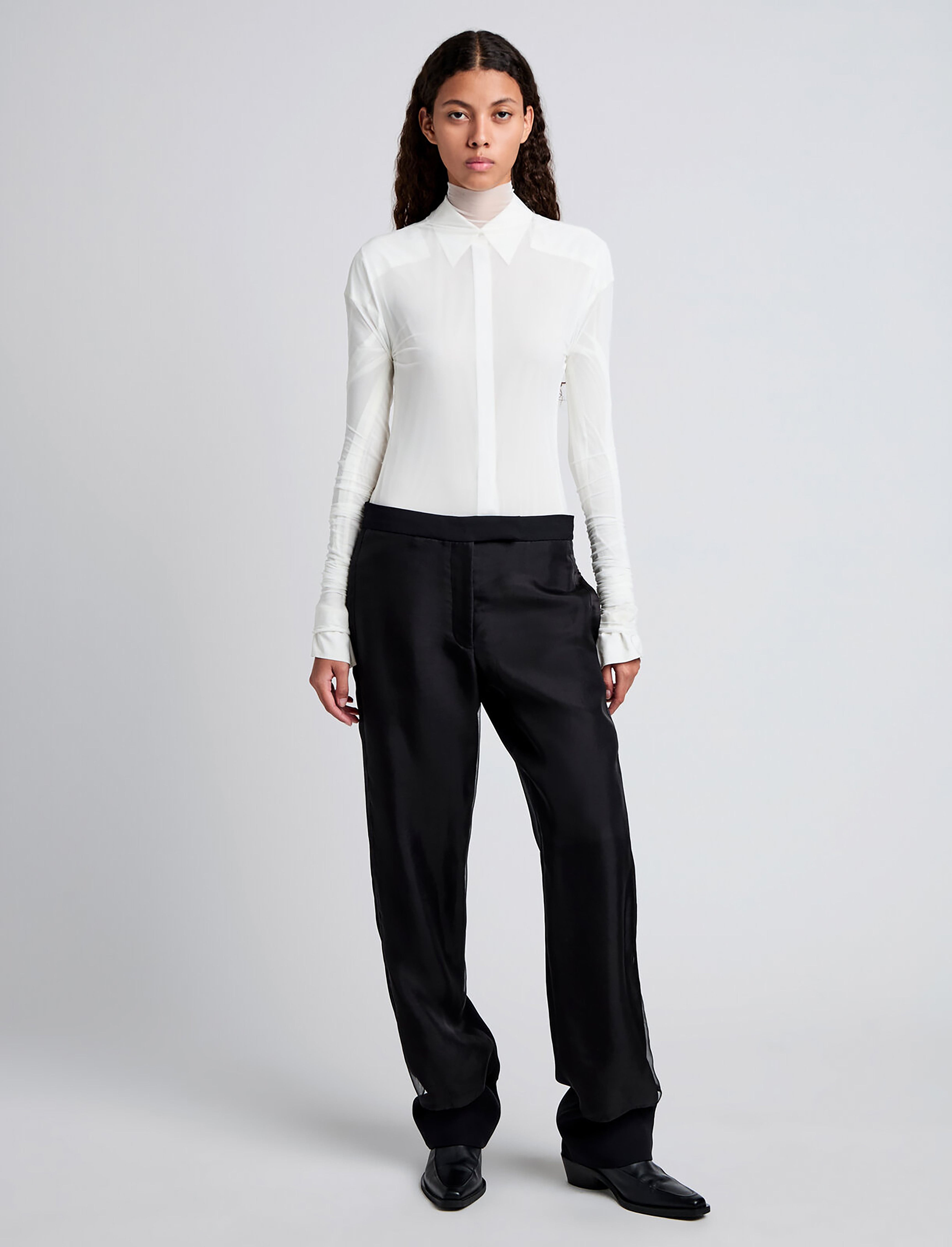 Teddy Pant in Wool Twill Suiting with Organza - 2