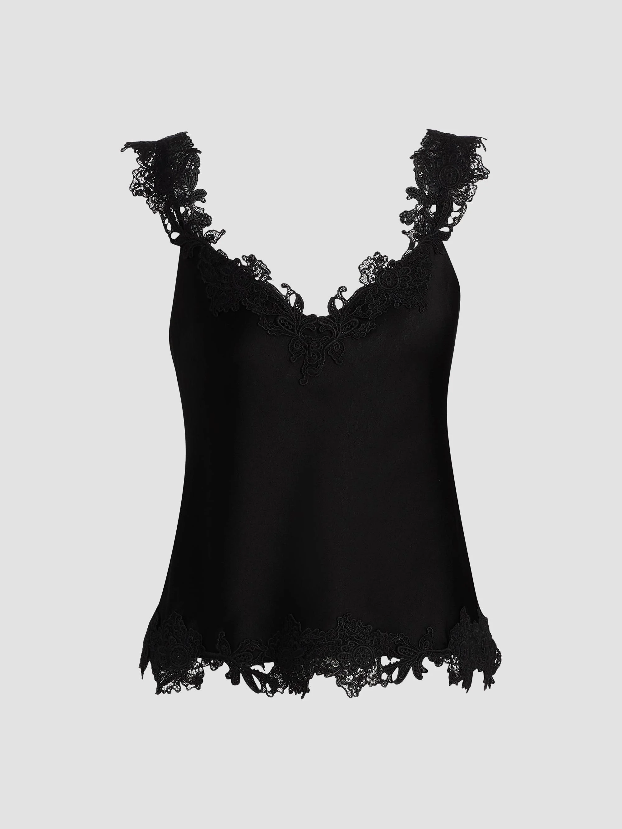 Women's Faye Lace-Trimmed Blouse - Black - 1