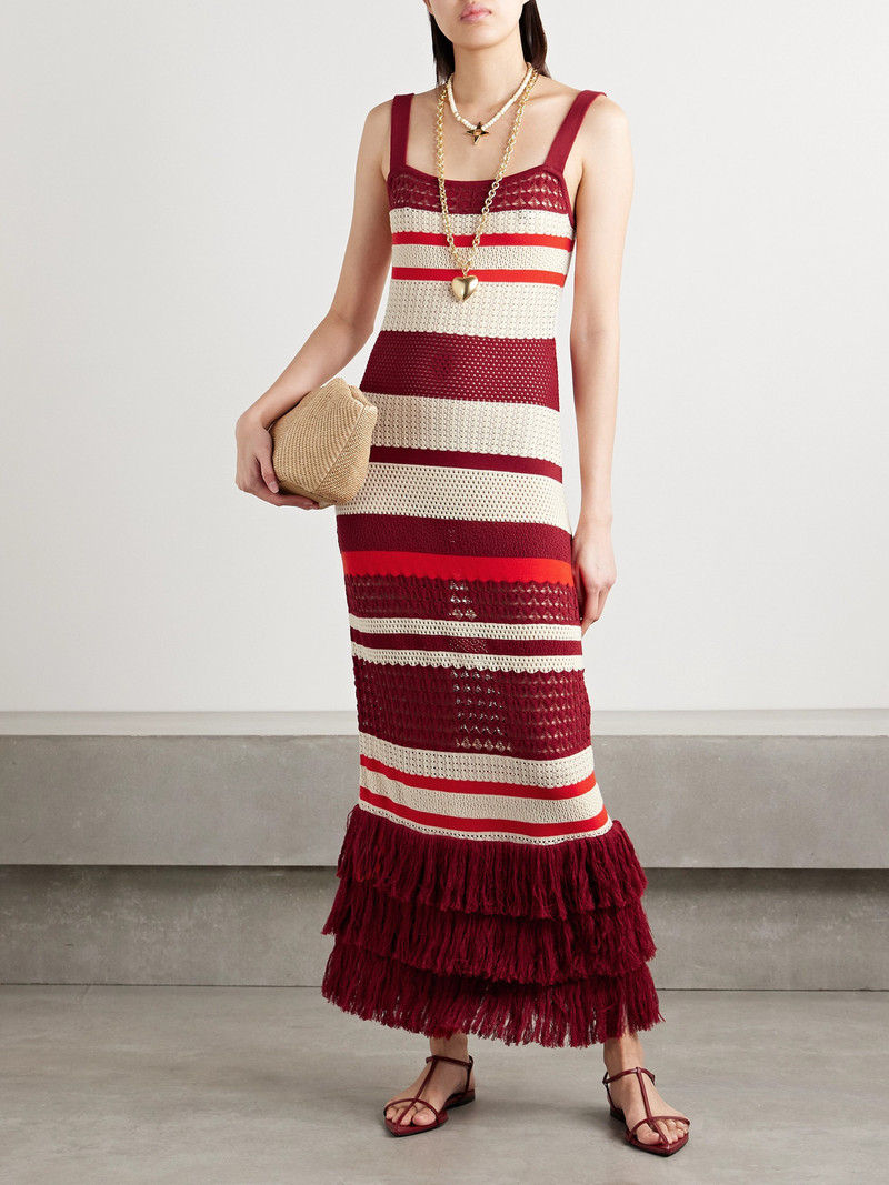 Johanna Ortiz Embayed Fringed Crocheted Pima Cotton Maxi Dress outlook