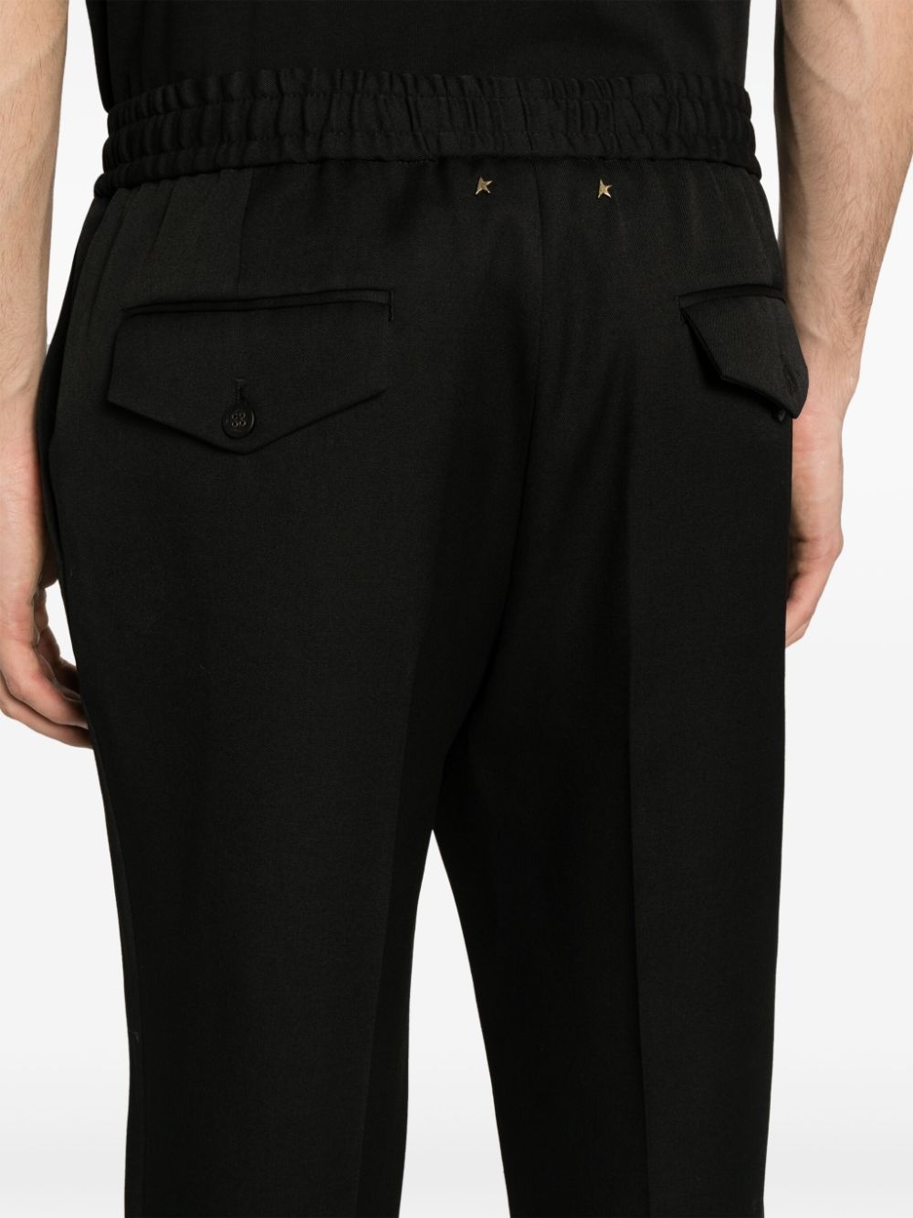 logo-plaque virgin wool trousers - 5