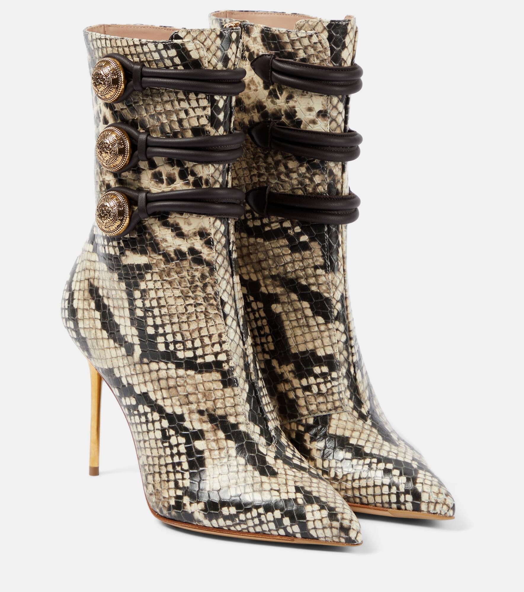 Alma snake-effect leather ankle boots - 1