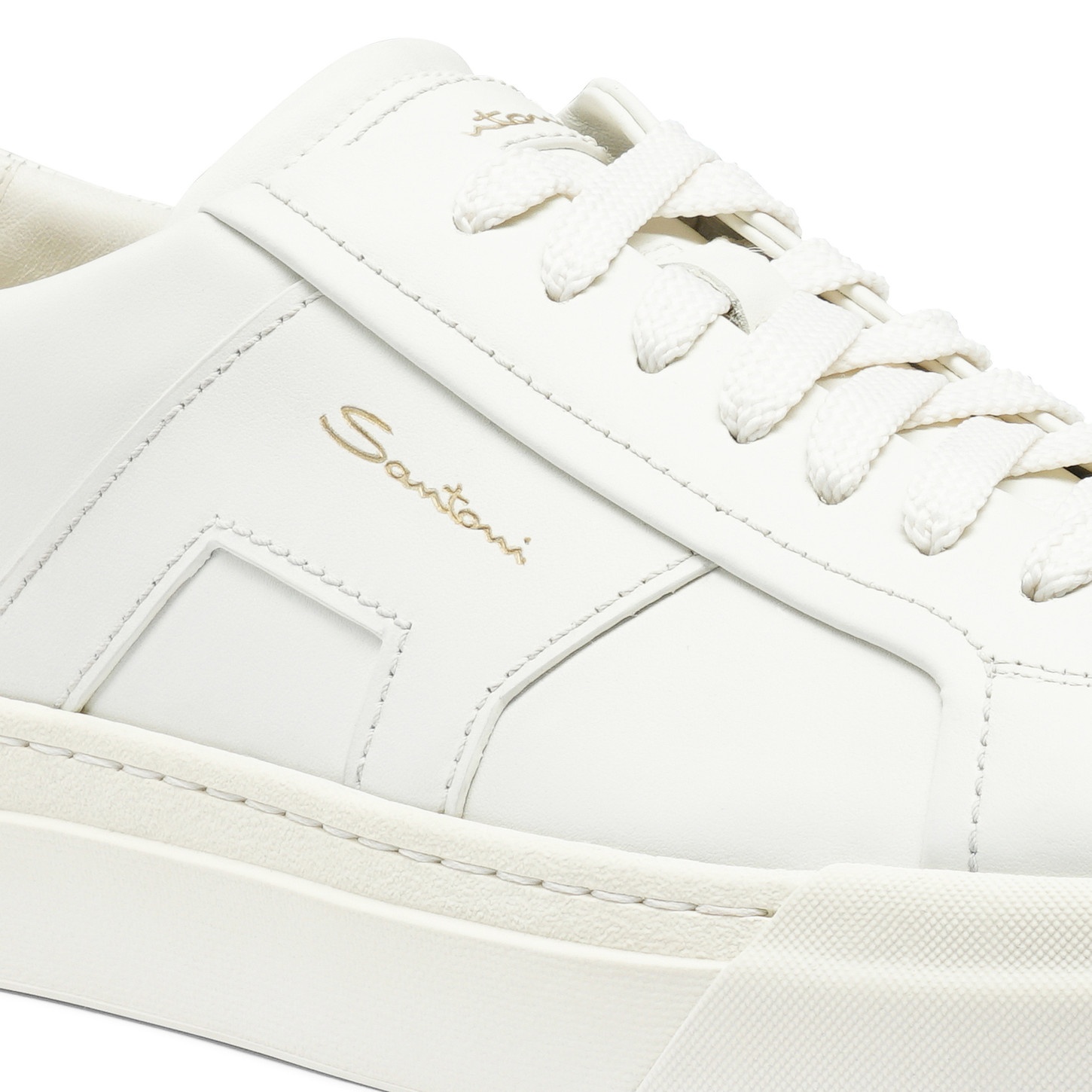 Men’s white leather double buckle sneaker - 6