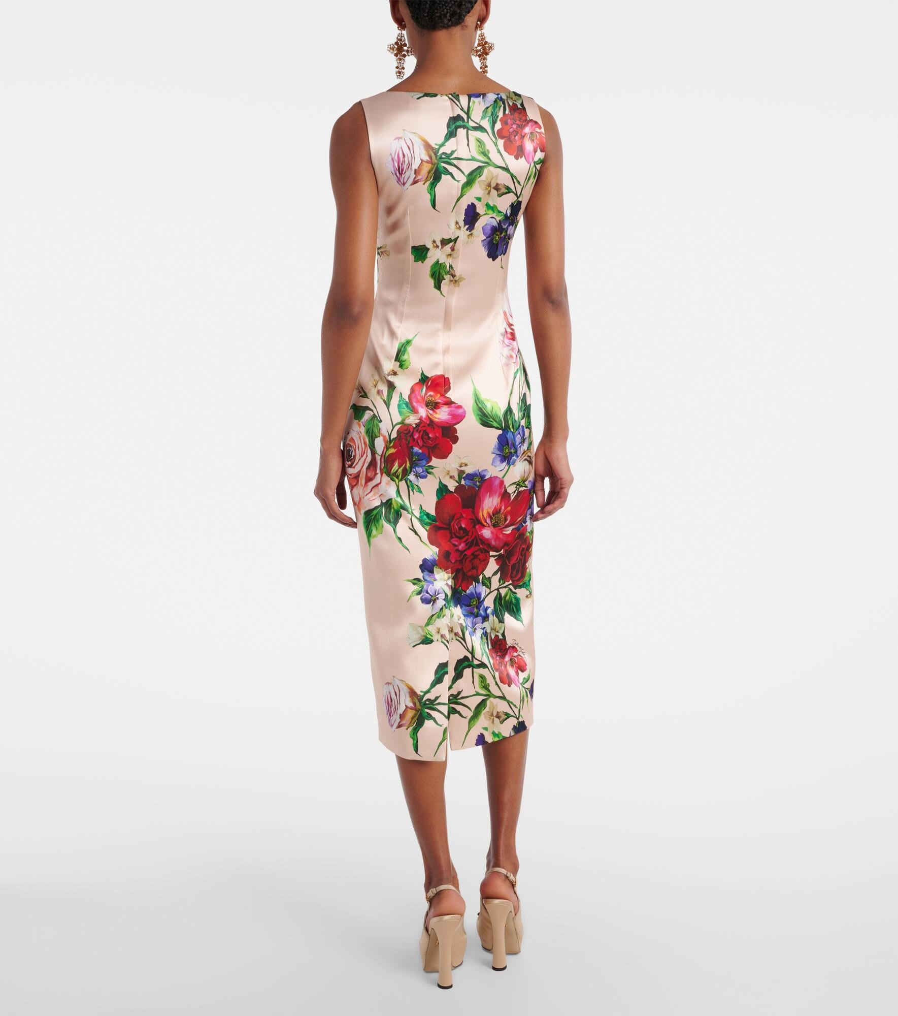 Floral satin midi dress - 3