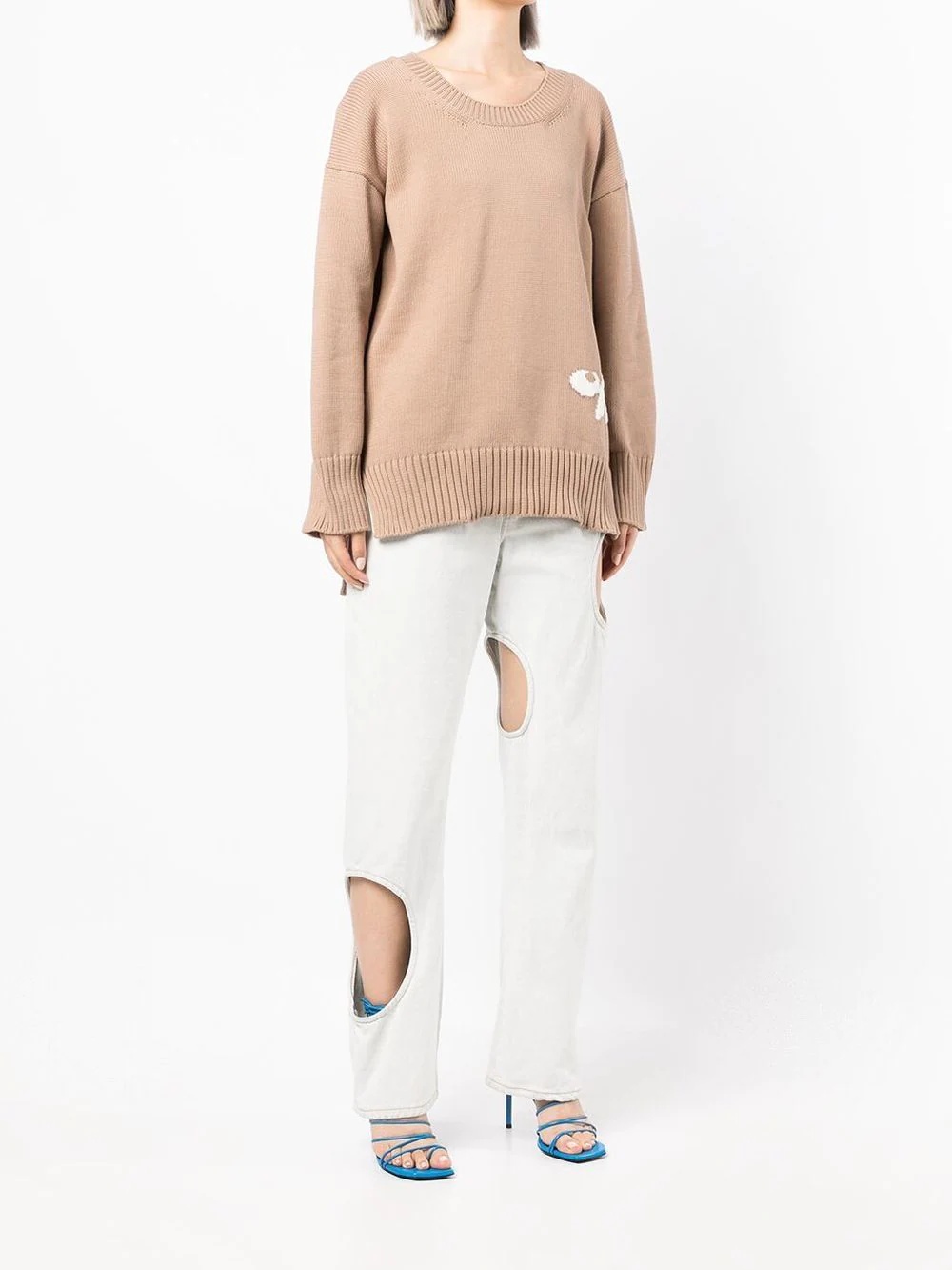intarsia-logo ribbed jumper - 3