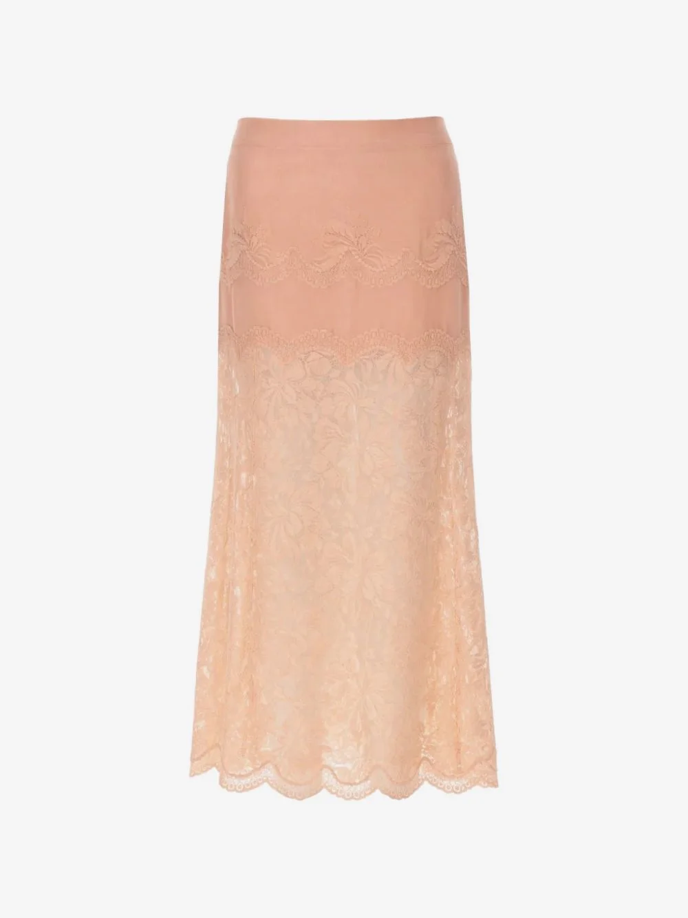 lace-panelled scalloped-hem skirt - 1
