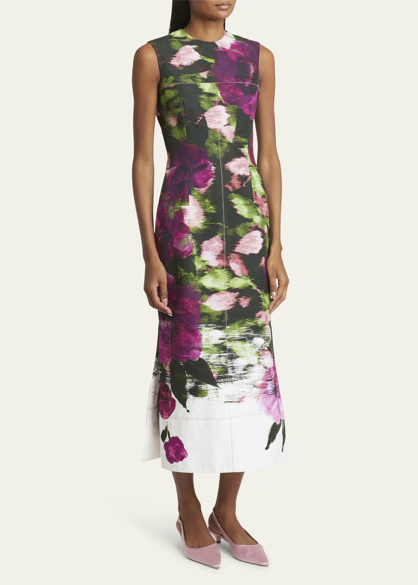 Abstract Floral Midi Pencil Dress - 4