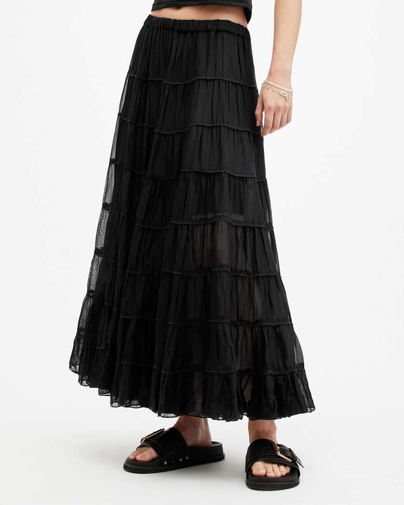 EVA ELASTICATED WAIST TIERED MAXI SKIRT 3