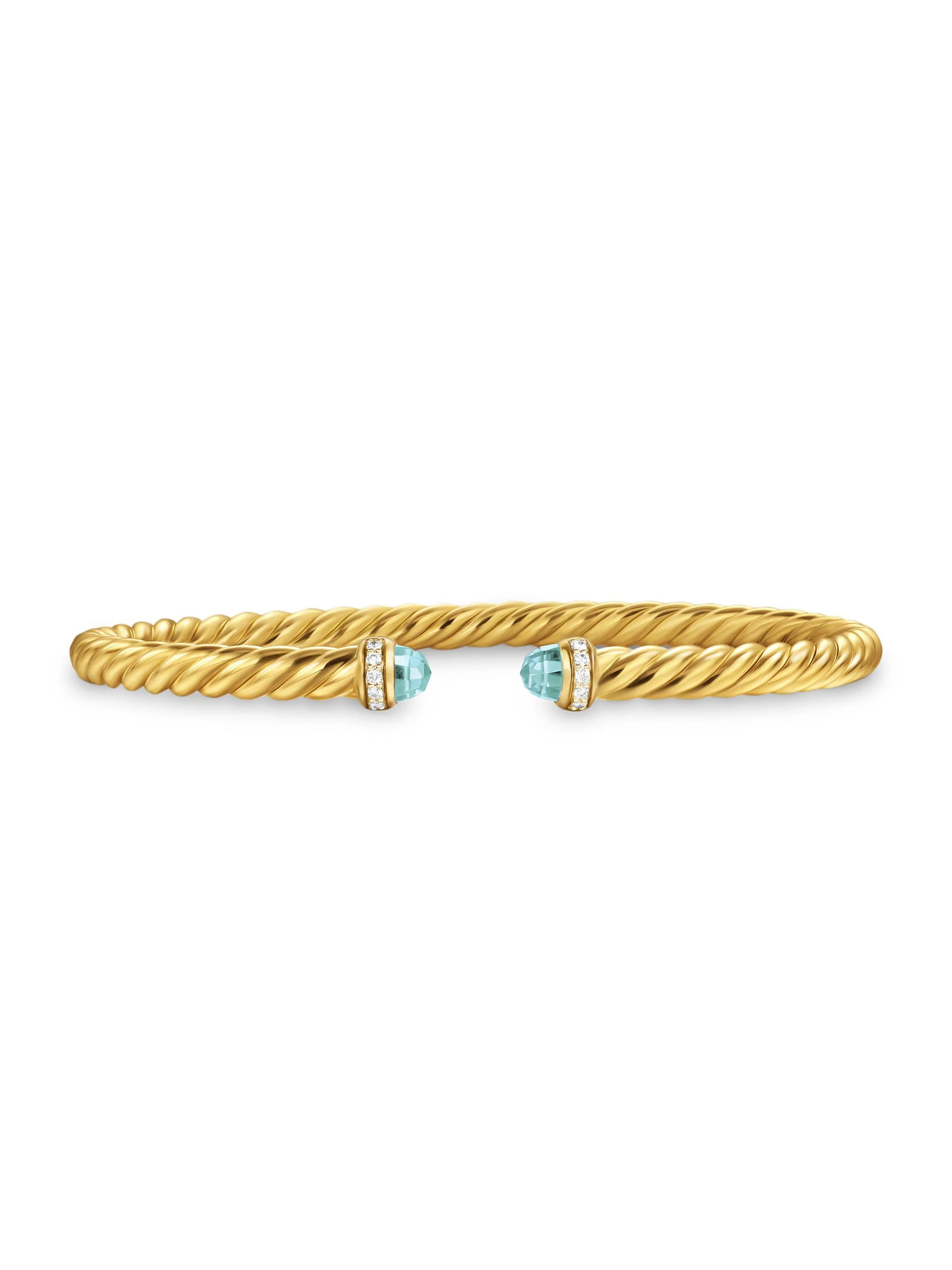 Women's Cablespira Flex Bracelet in 18K Yellow Gold - Aquamarine - 1