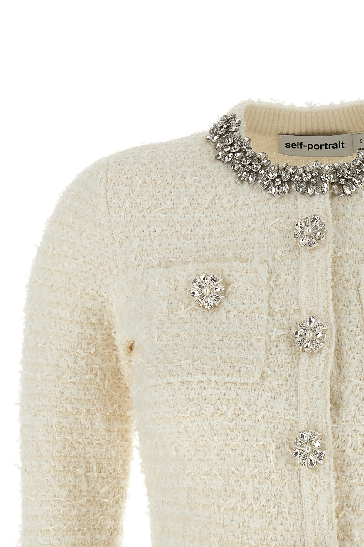 'Cream Textured Knit' cardigan - 4