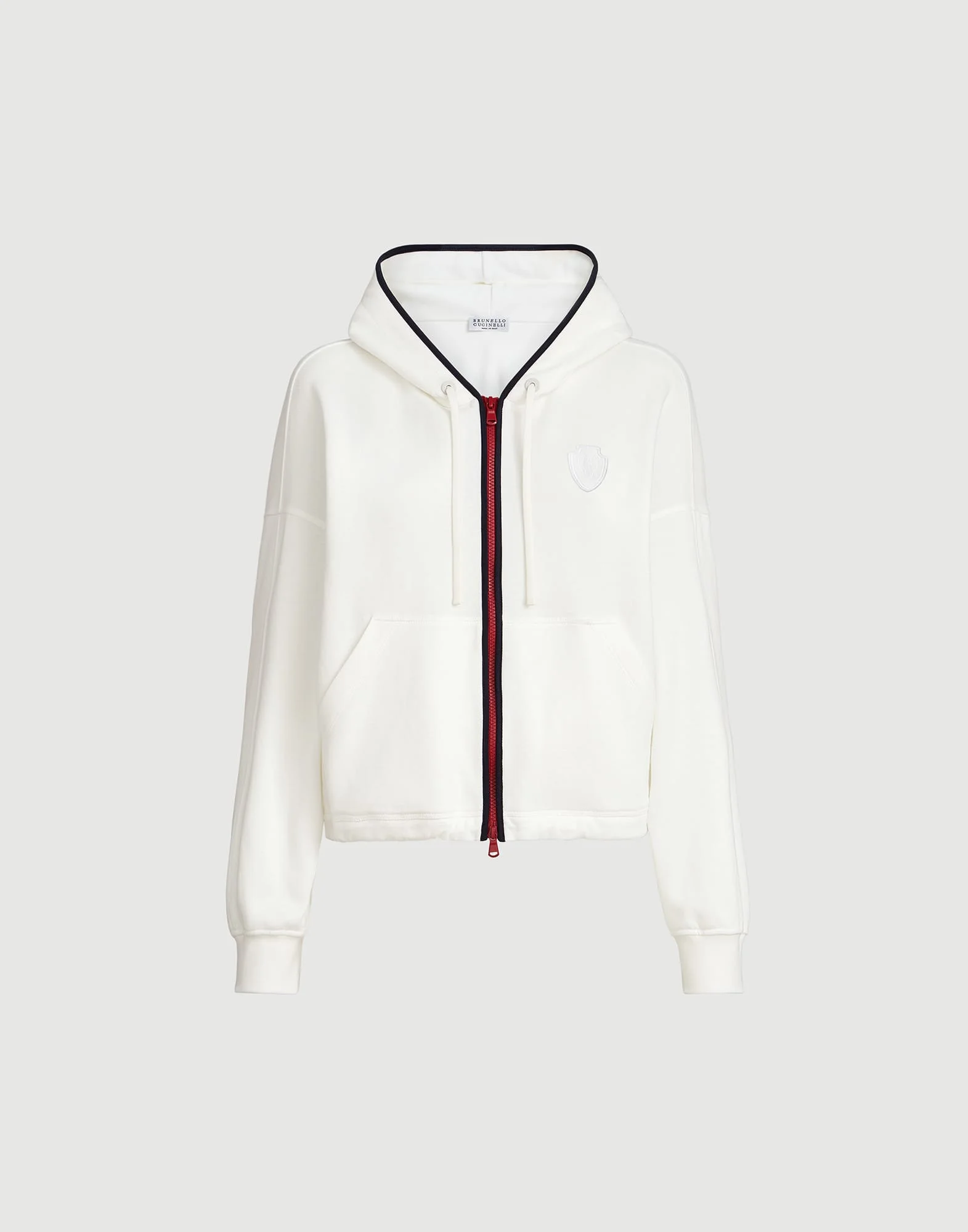Techno cotton piqué hooded sweatshirt with logo - 1