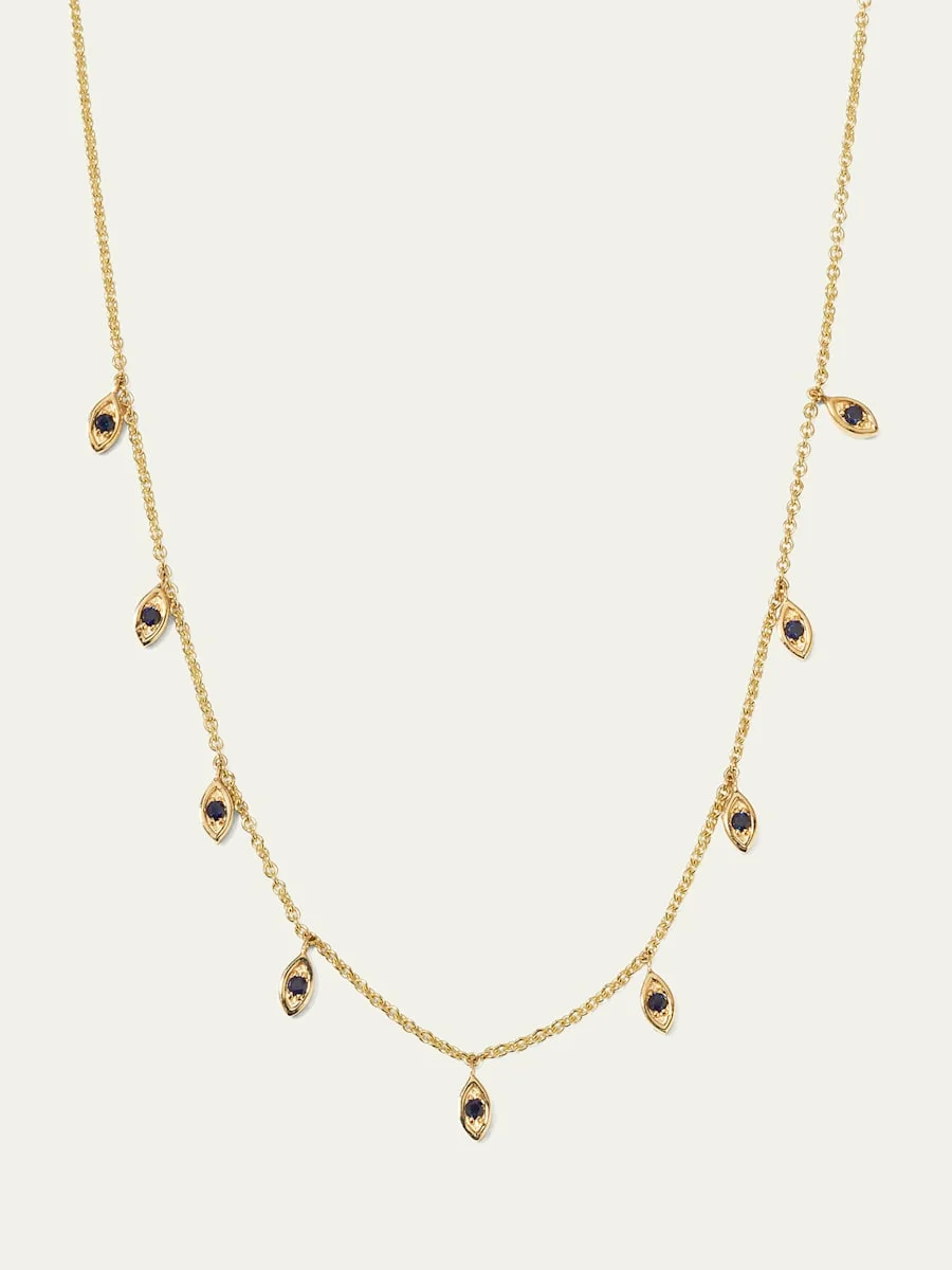 9 Marquis Sapphire Fringe Necklace - 1